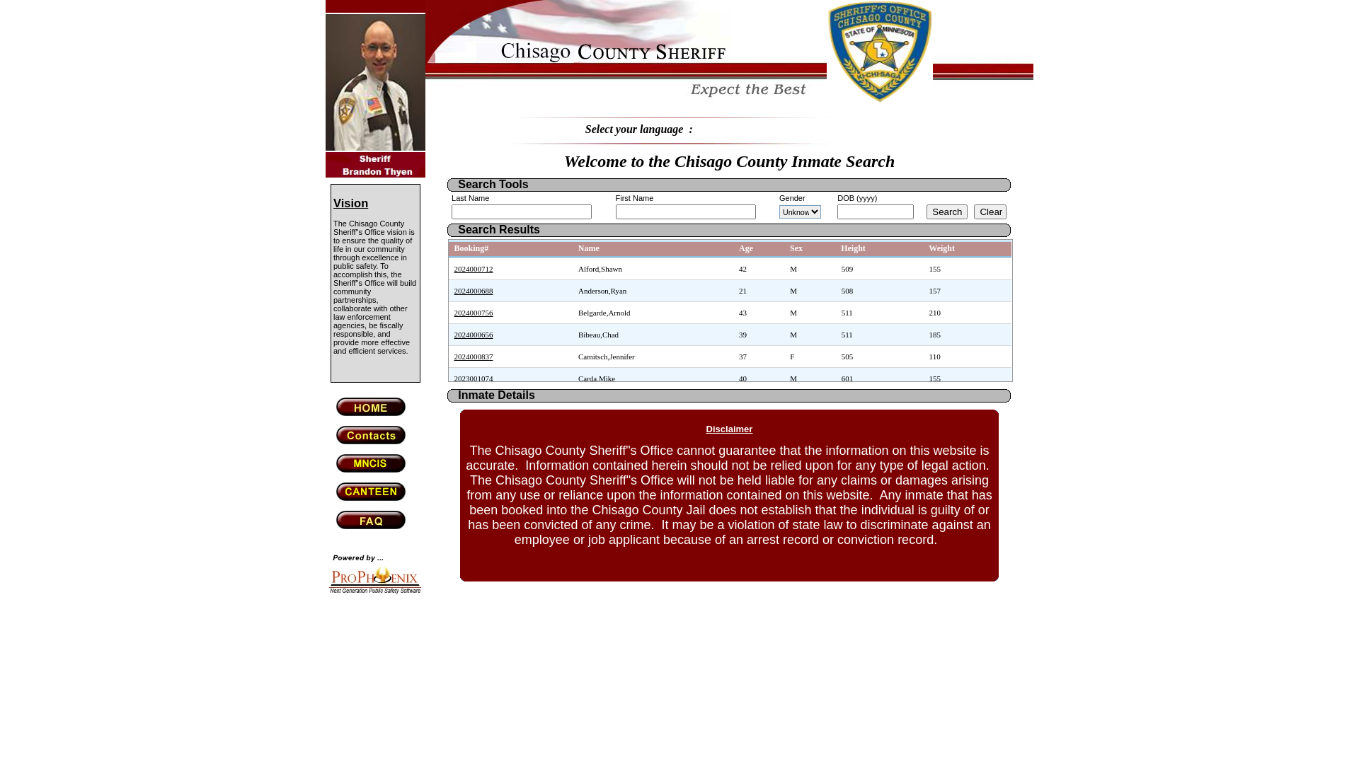 :: Chisago Countyy Inmate Locator ::