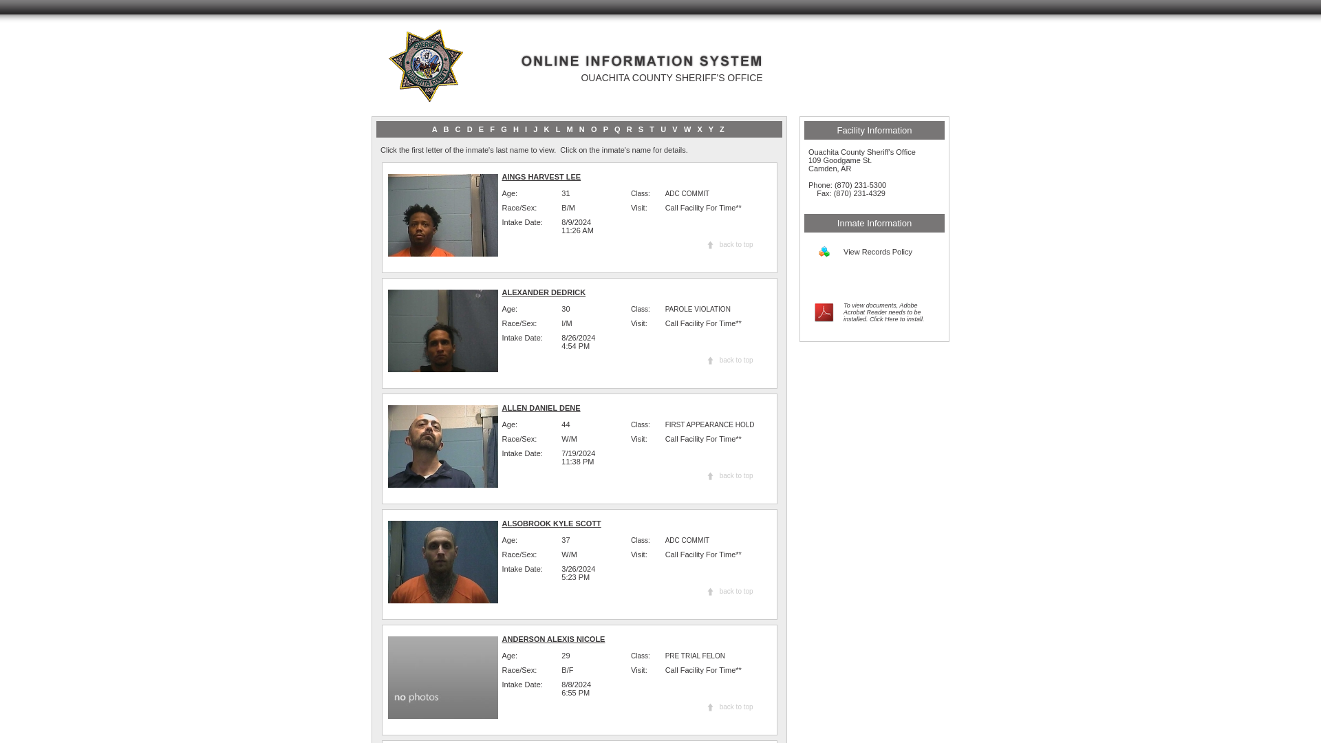 Online Inmate System