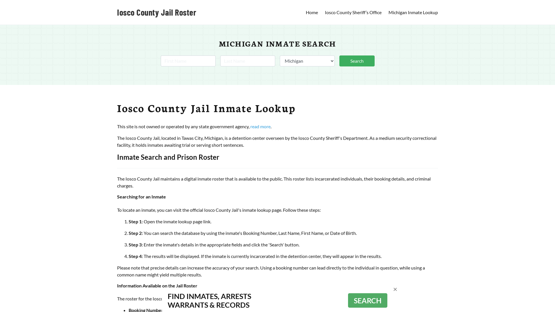 Iosco County Jail Roster Lookup, MI, Inmate Search