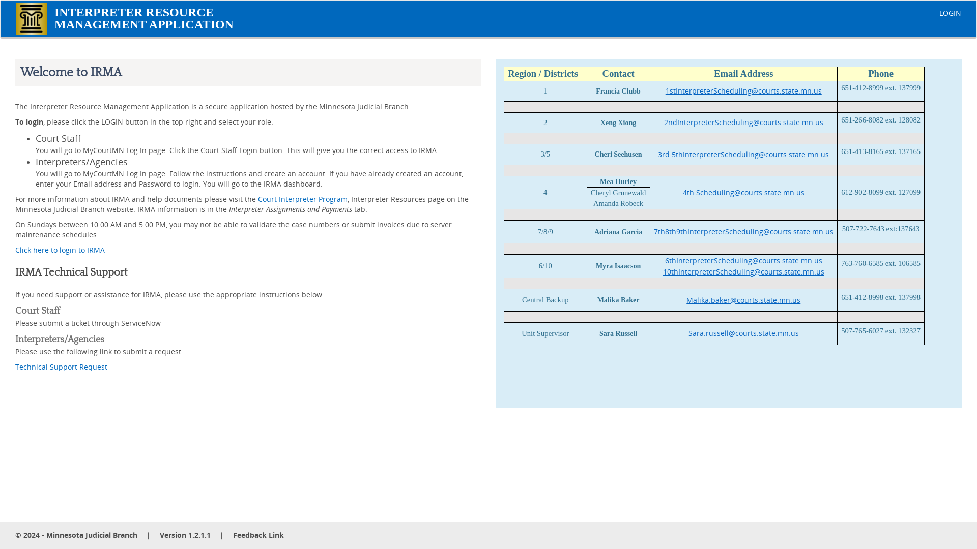 Home Page - Intepreter Resource Management Application