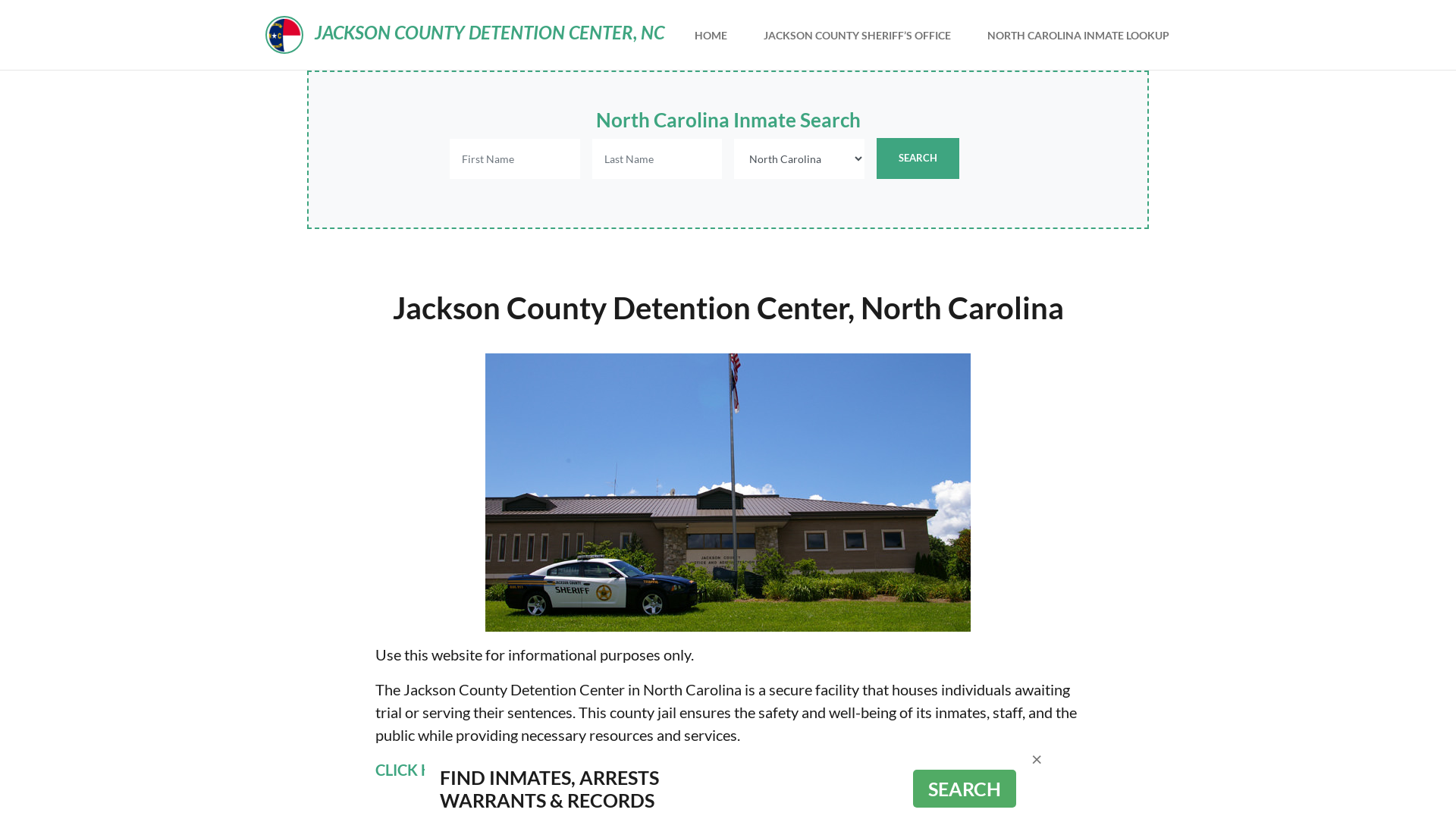 Jackson County Detention Center, NC Inmate Roster, Offender Search