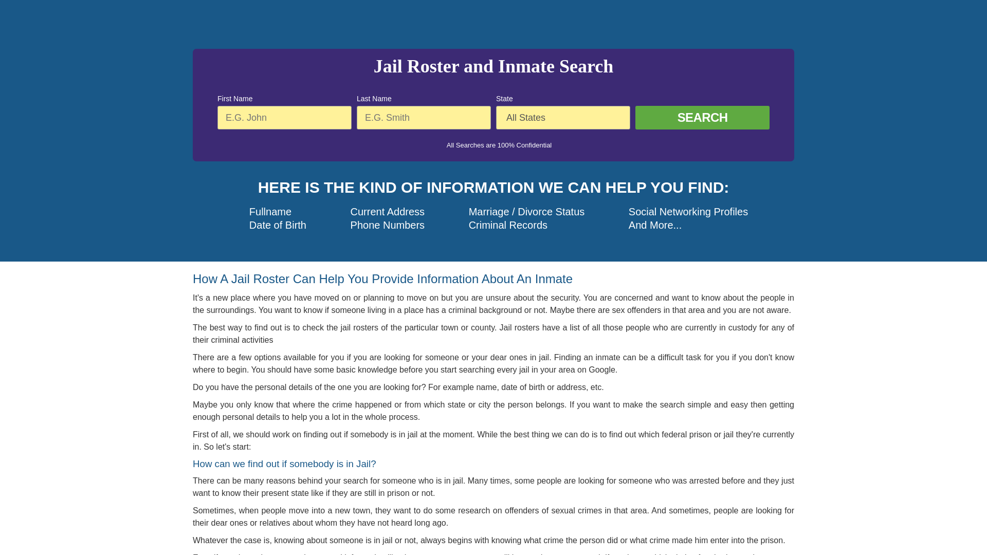 Jail Roster and Inmate Search