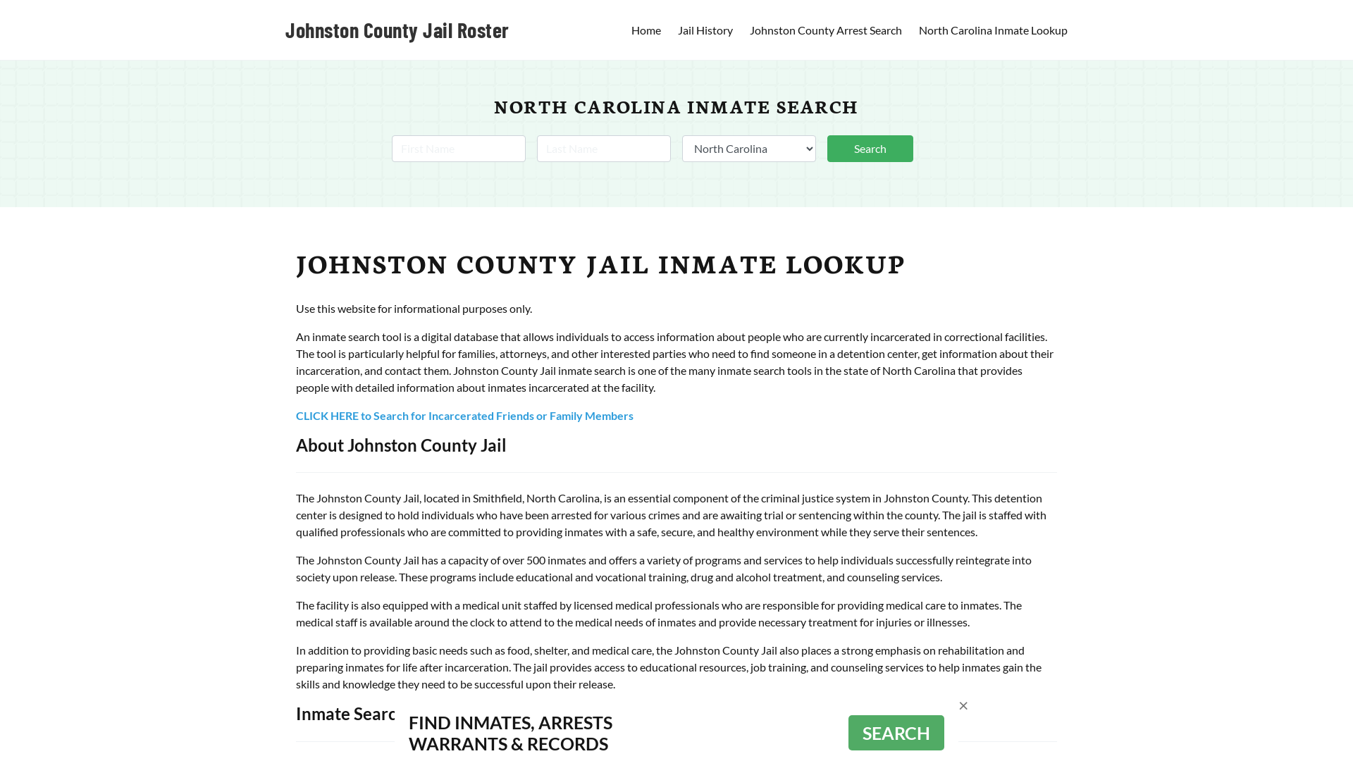 Johnston County Jail Roster Lookup, NC, Inmate Search