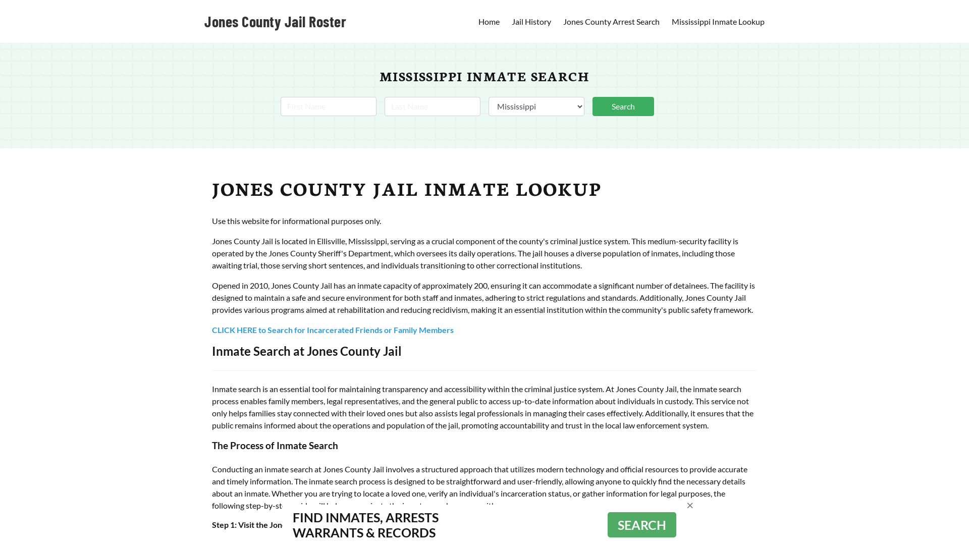 Jones County Jail Roster Lookup, MS, Inmate Search