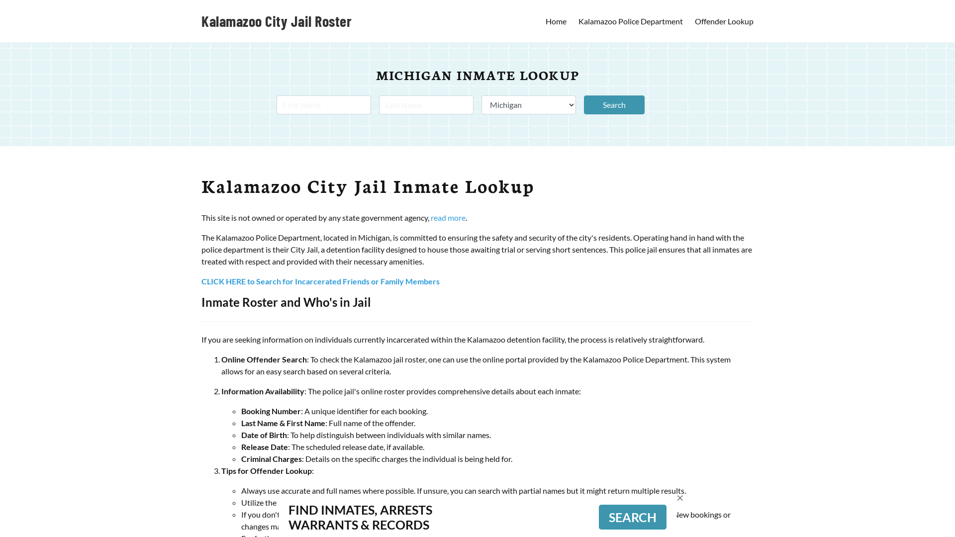 Kalamazoo City Jail, MI Inmate Search, Jail Roster, Bookings