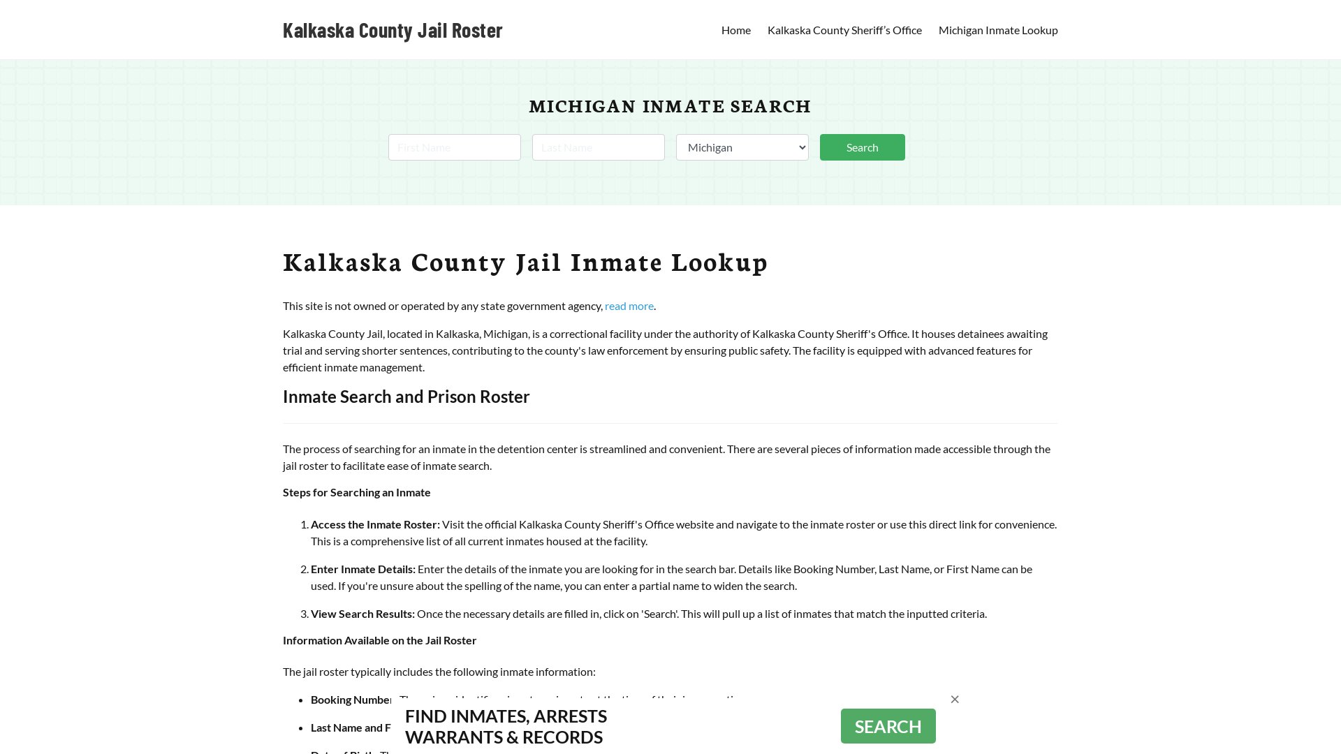 Kalkaska County Jail Roster Lookup, MI, Inmate Search