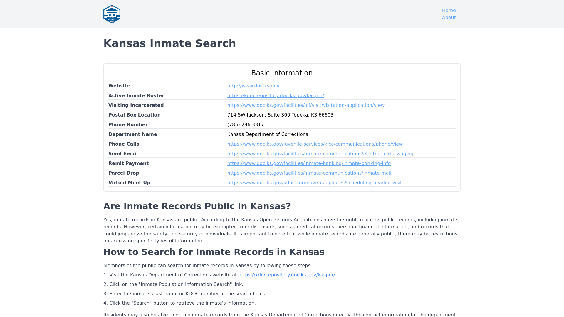 Kansas Inmate Search - KS DOC Inmate Locator