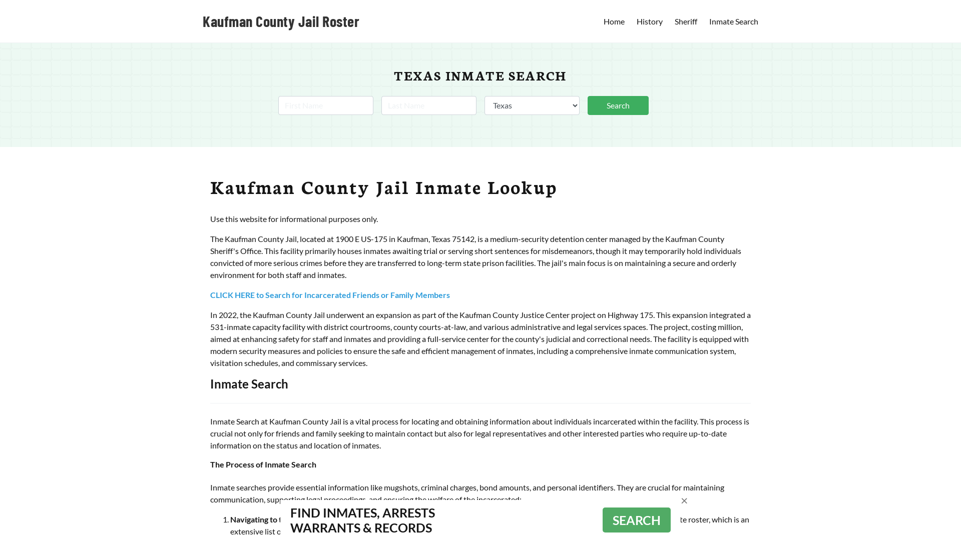 Kaufman County Jail Roster Lookup, TX, Inmate Search