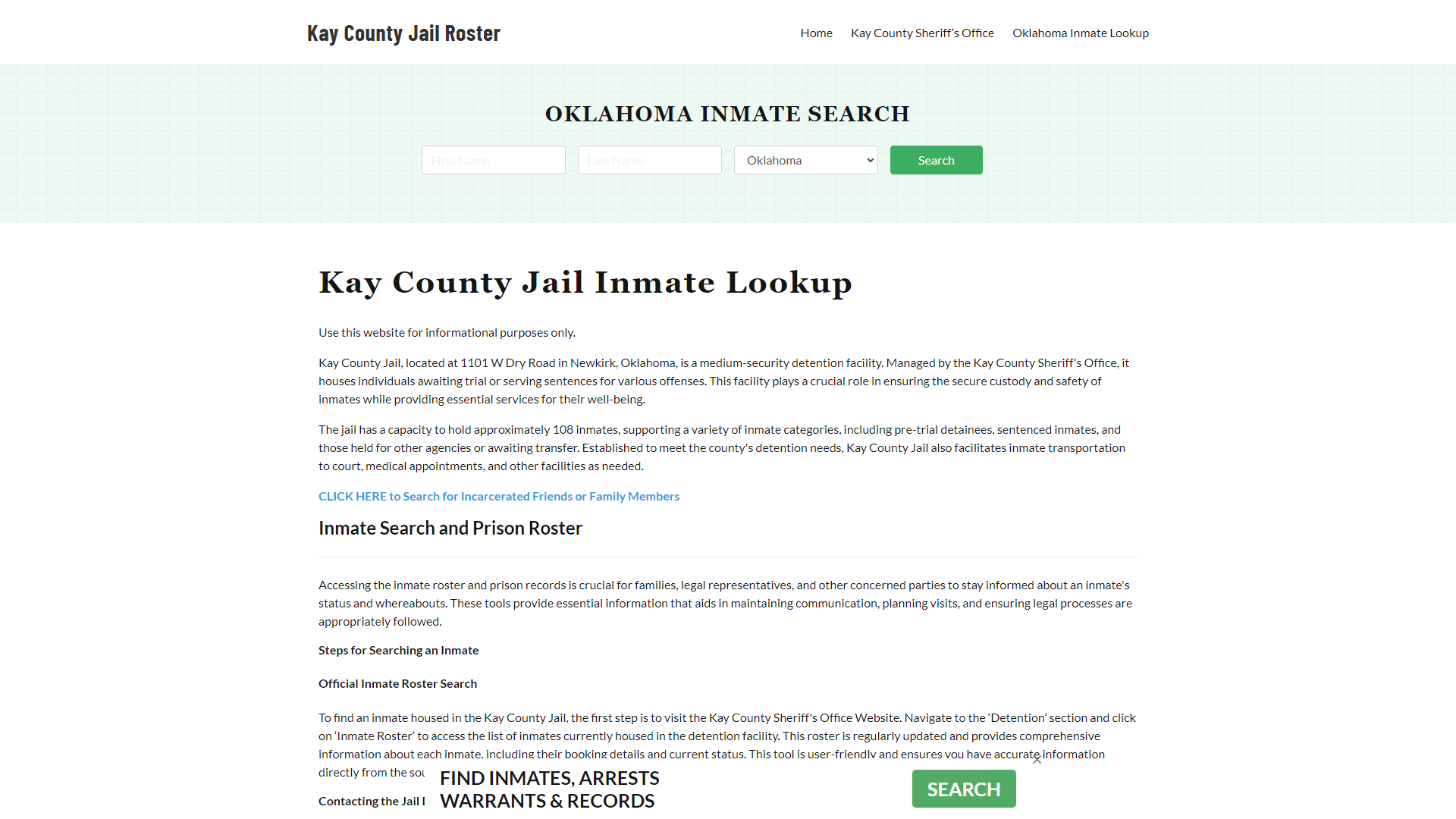 Kay County Jail Roster Lookup, OK, Inmate Search