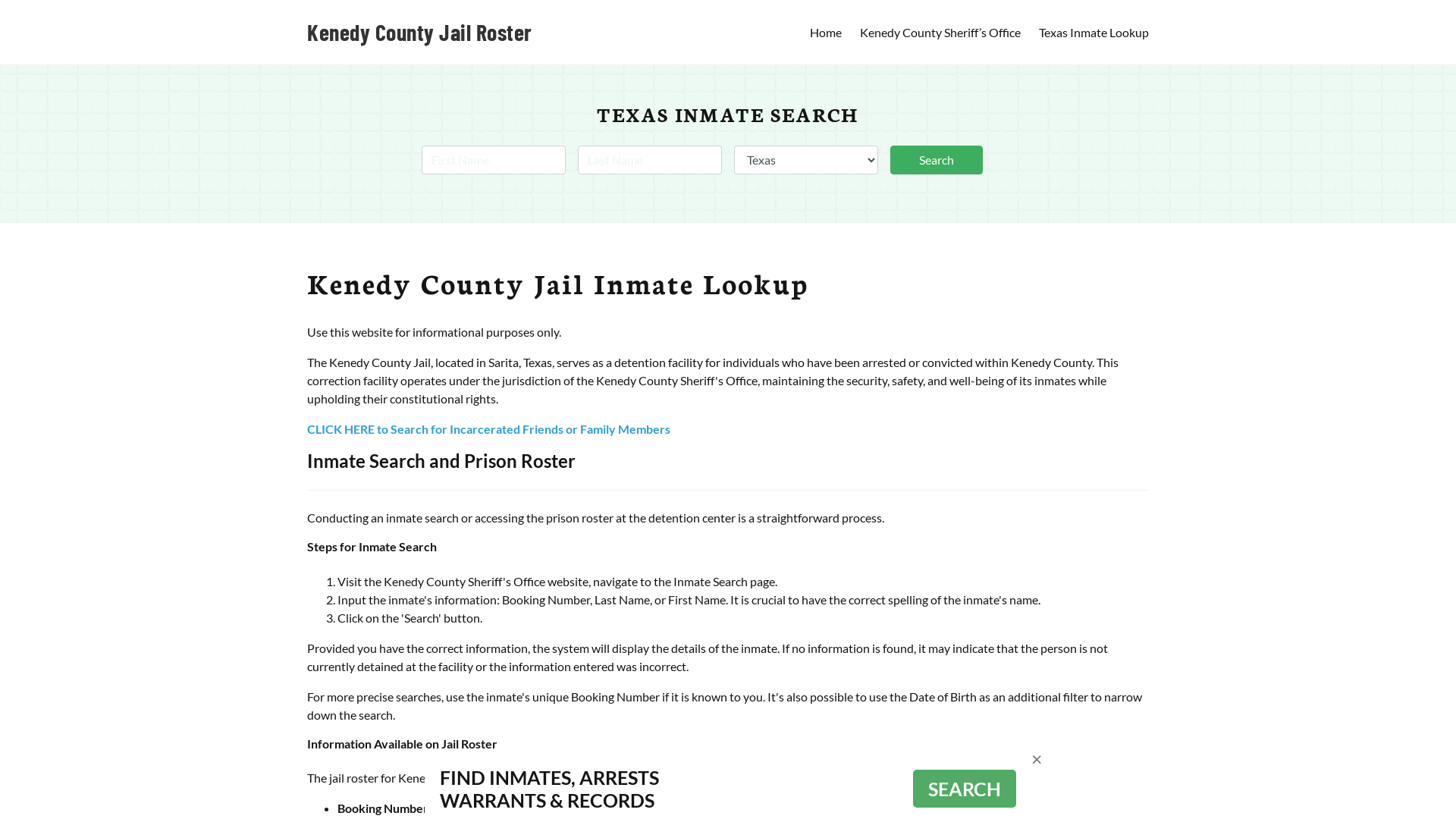 Kenedy County Jail Roster Lookup, TX, Inmate Search