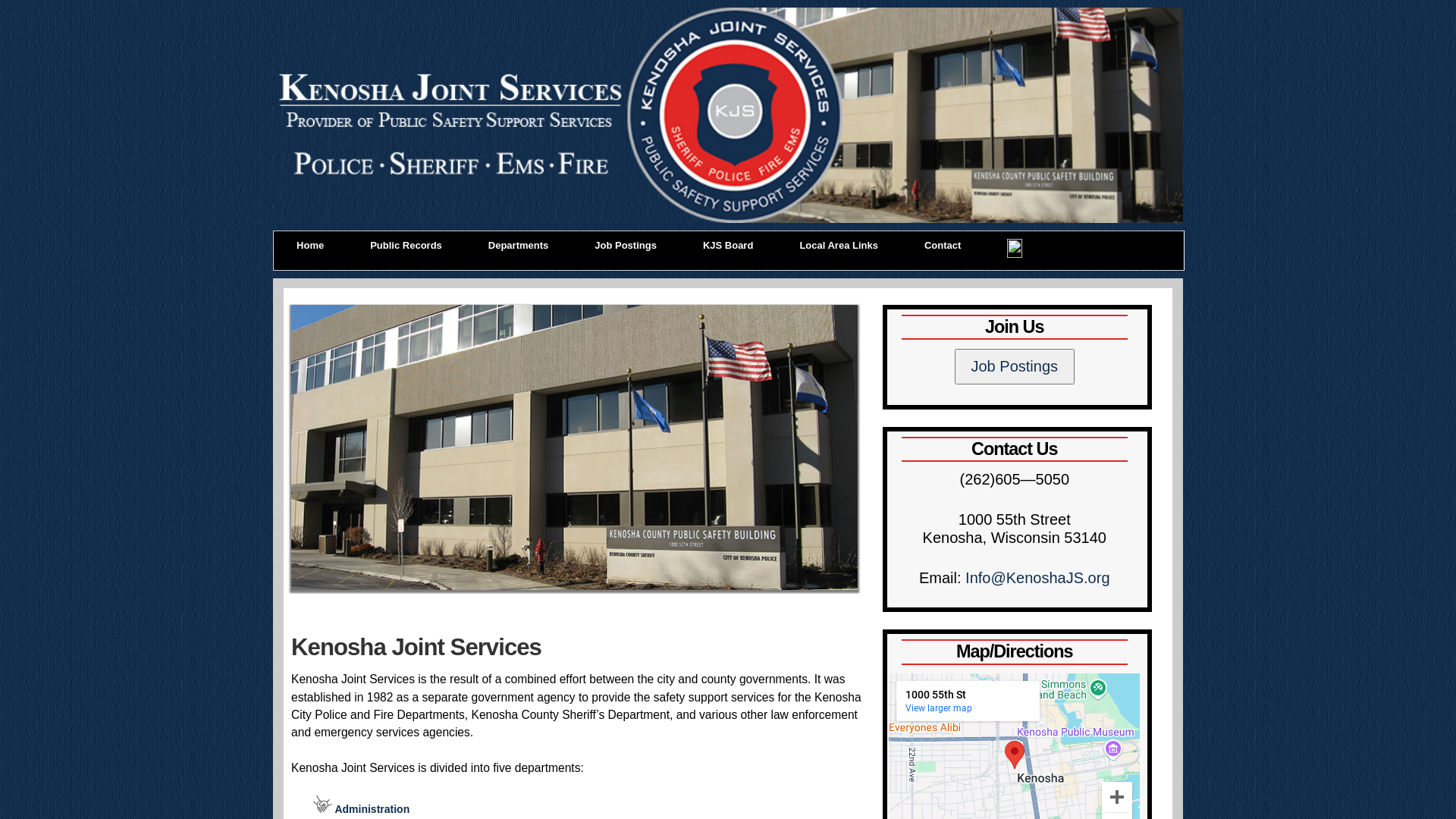 Kenosha Joint Services Home page - Administration, Communications,
    Records, Fleet Maintenance, Evidence/Identification