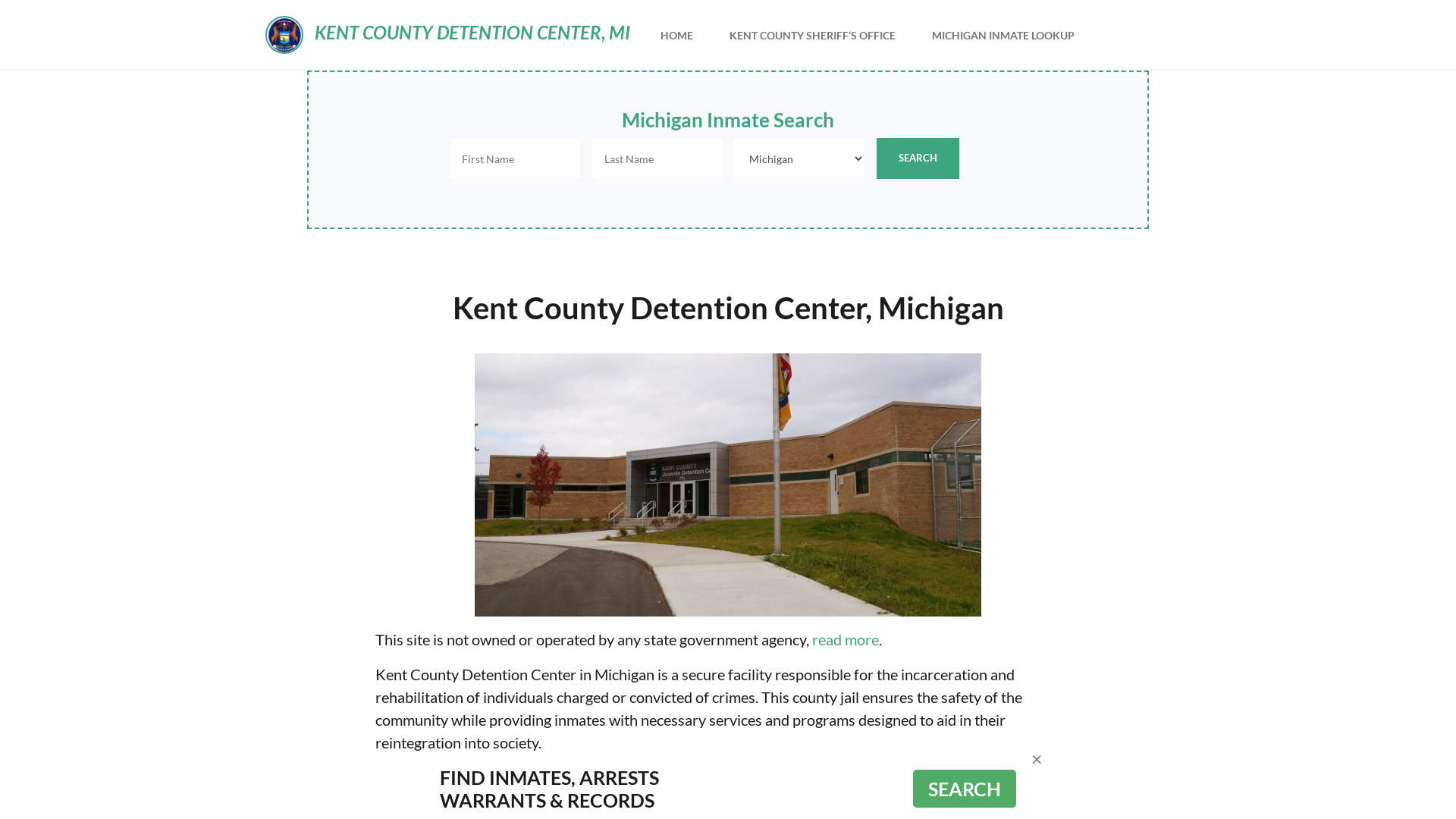 Kent County Detention Center, MI Inmate Roster, Offender Search