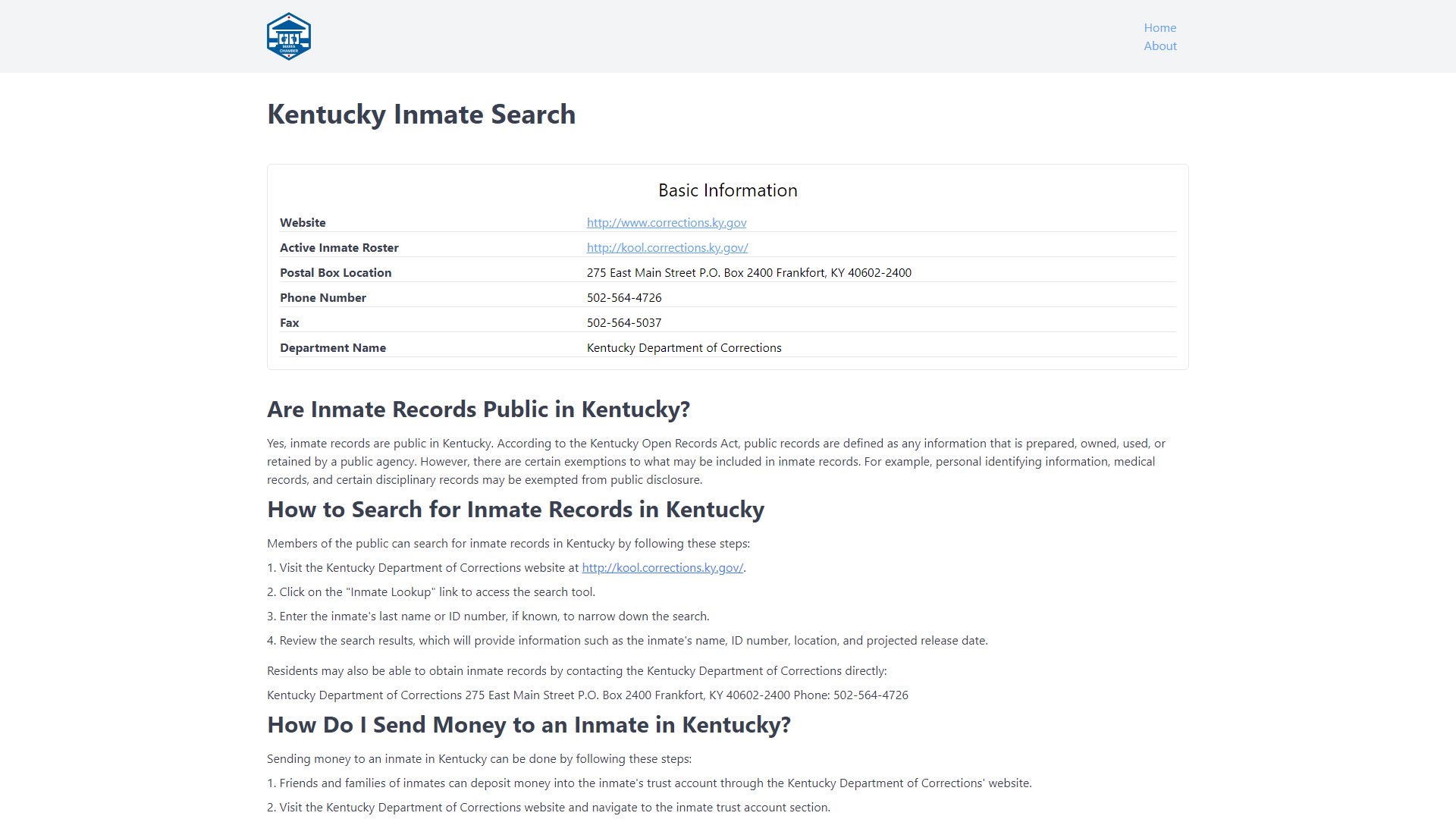 Kentucky Inmate Search - KY DOC Inmate Locator