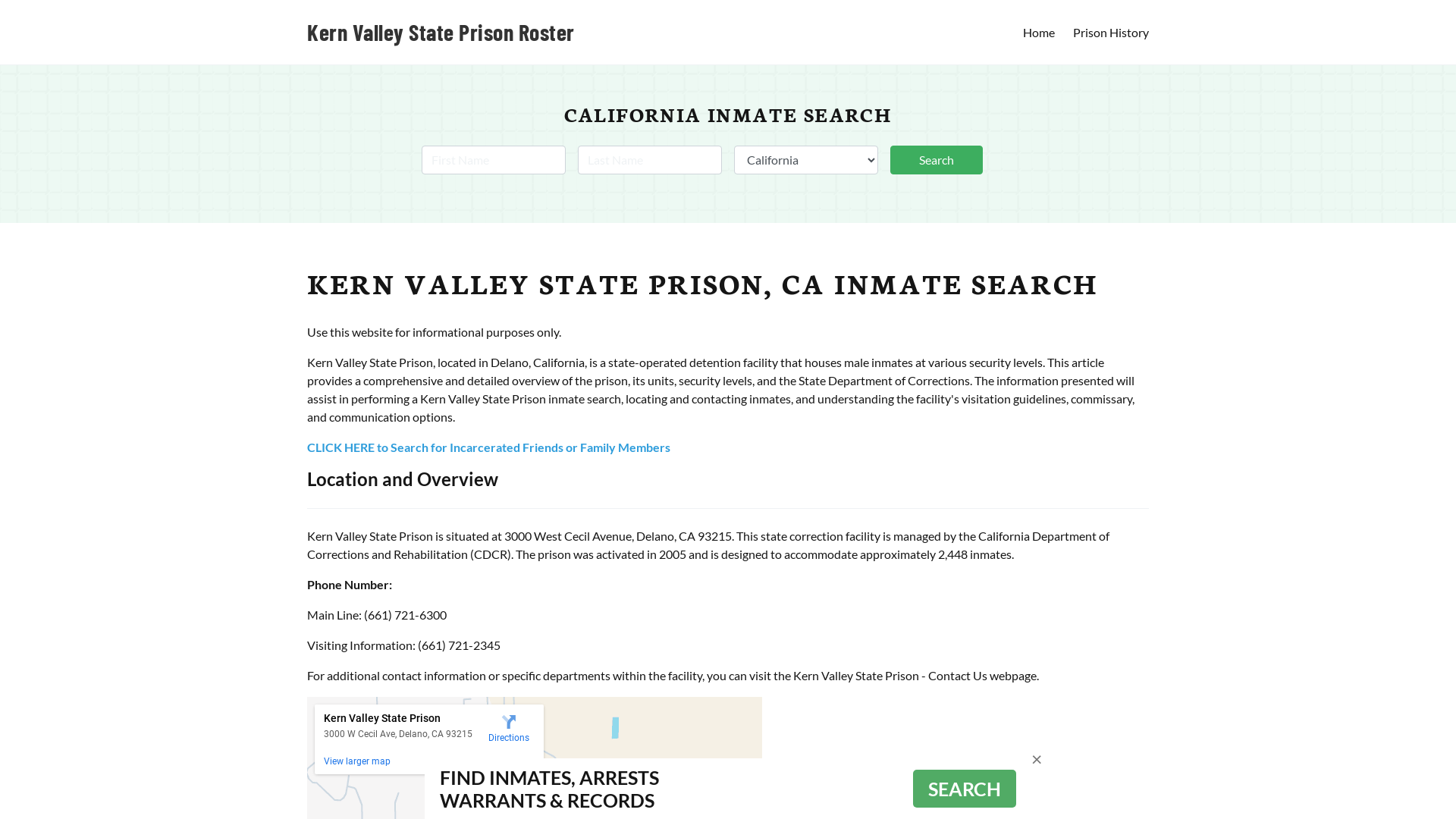 Kern Valley State Prison, CA Inmate Lookup, Prison Roster, FAQ