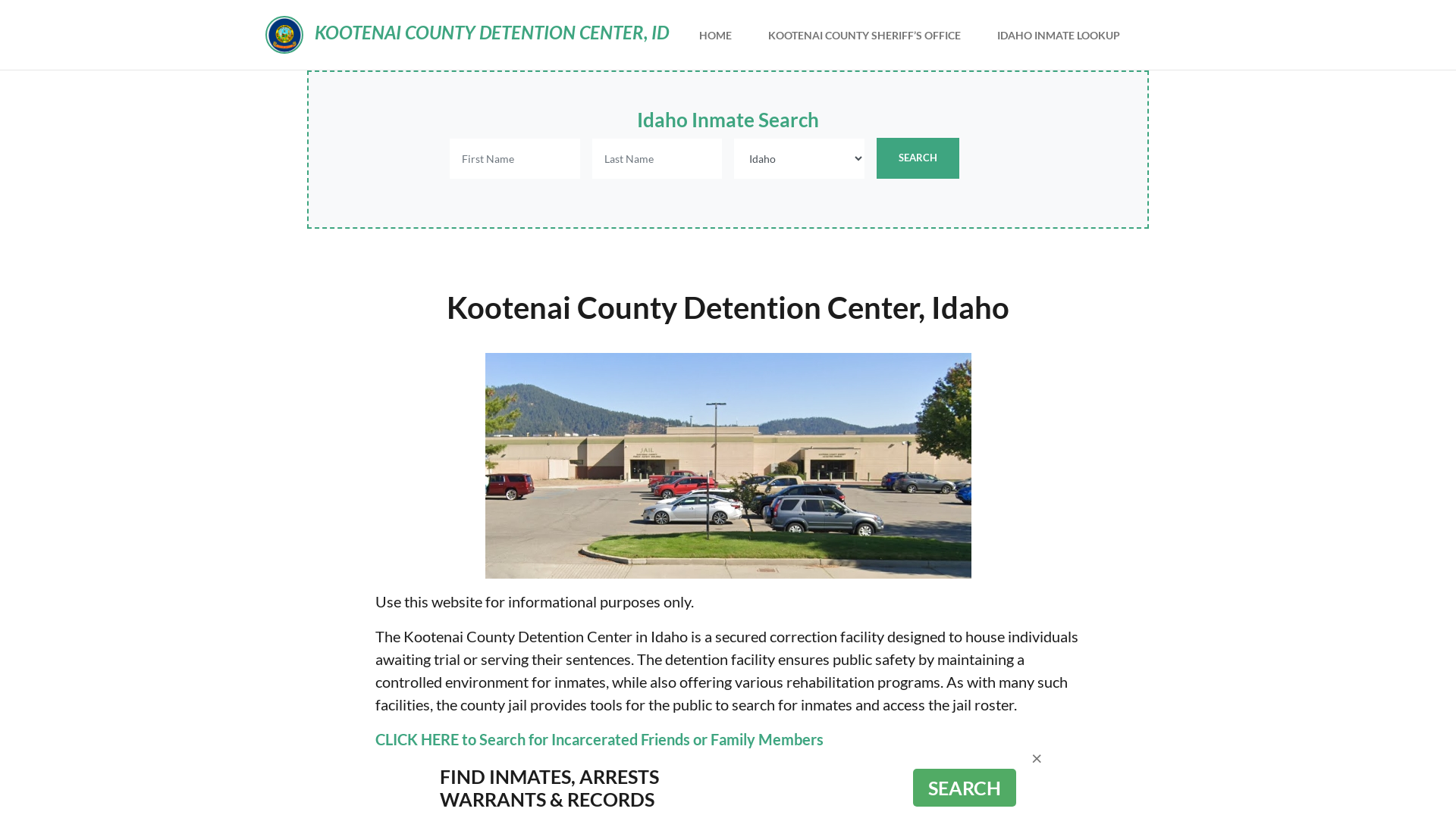 Kootenai County Detention Center, ID Inmate Roster, Offender Search