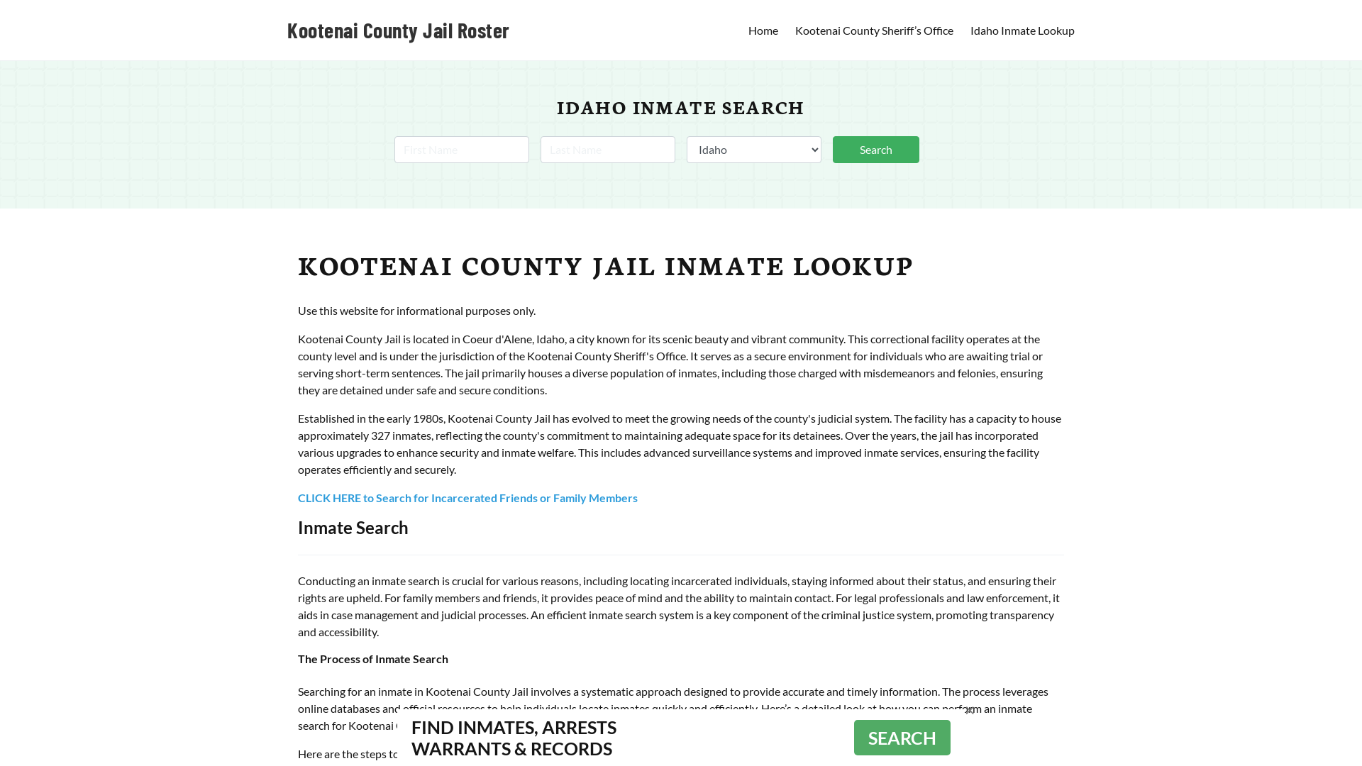 Kootenai County Jail Roster Lookup, ID, Inmate Search