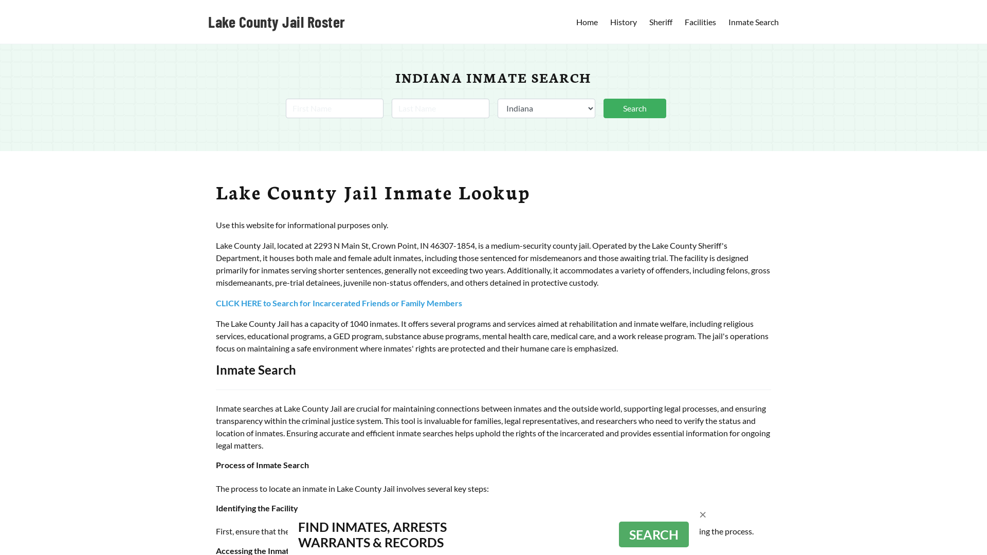 Lake County Jail Roster Lookup, IN, Inmate Search