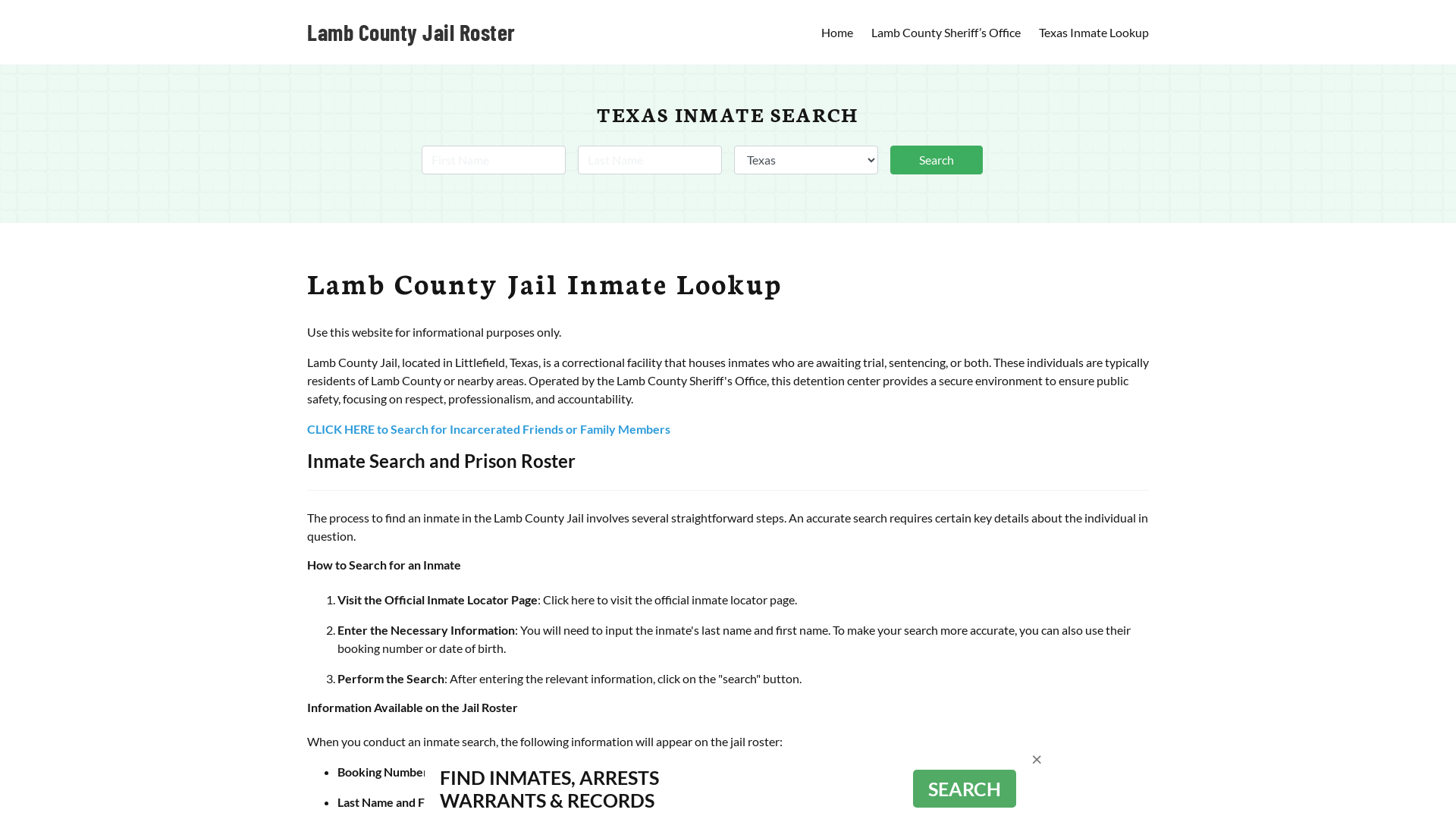 Lamb County Jail Roster Lookup, TX, Inmate Search