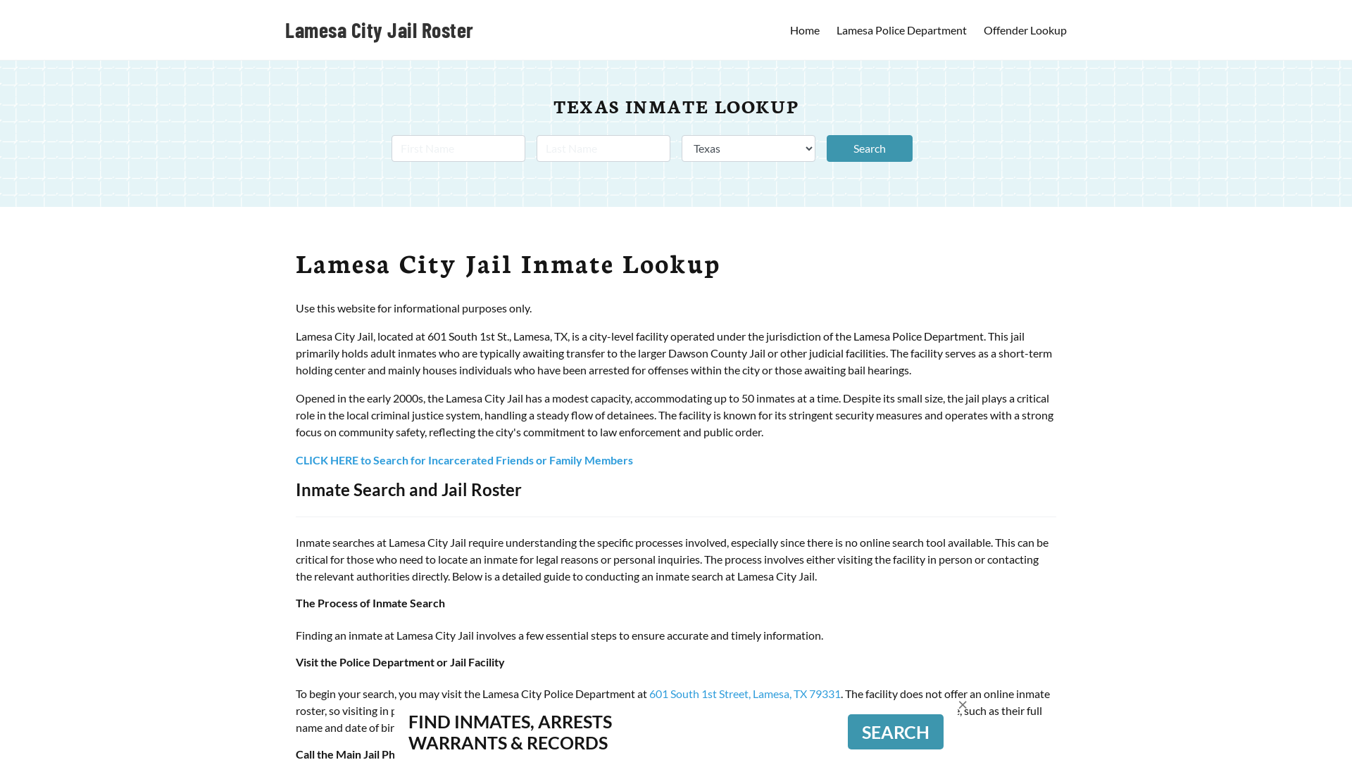 Lamesa City Jail, TX Inmate Search, Jail Roster, Bookings