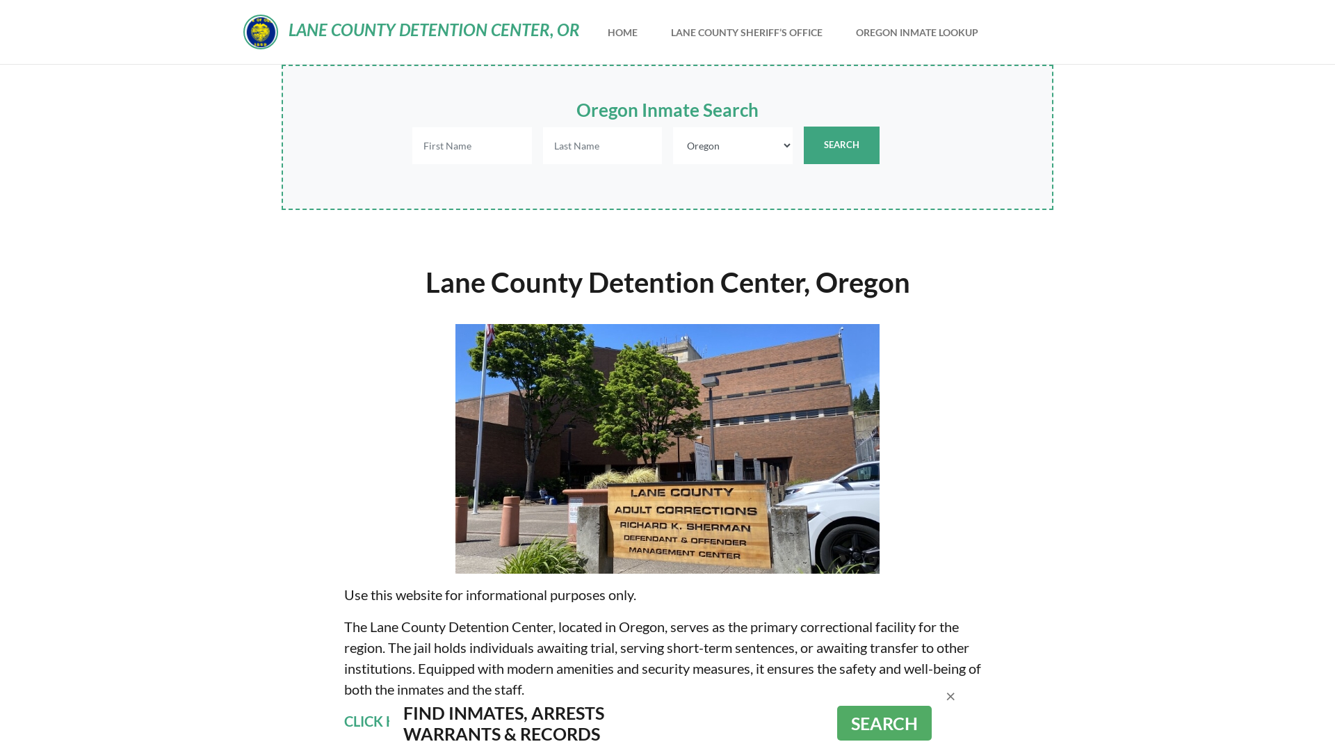 Lane County Detention Center, OR Inmate Roster, Offender Search