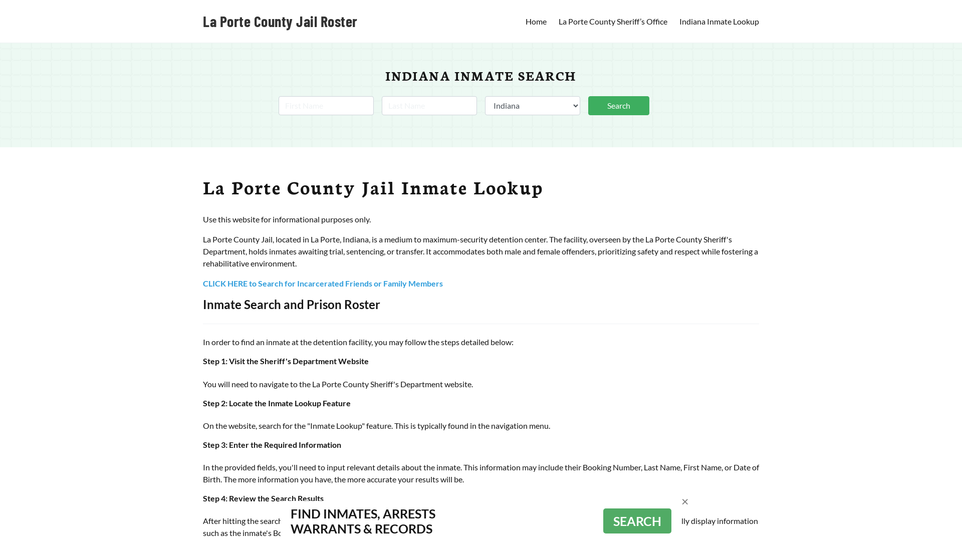 La Porte County Jail Roster Lookup, IN, Inmate Search