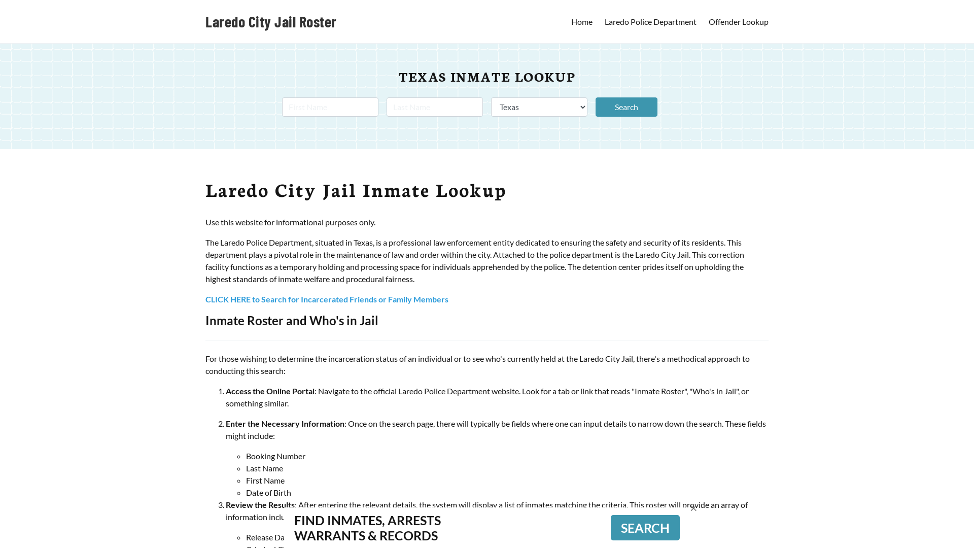 Laredo City Jail, TX Inmate Search, Jail Roster, Bookings