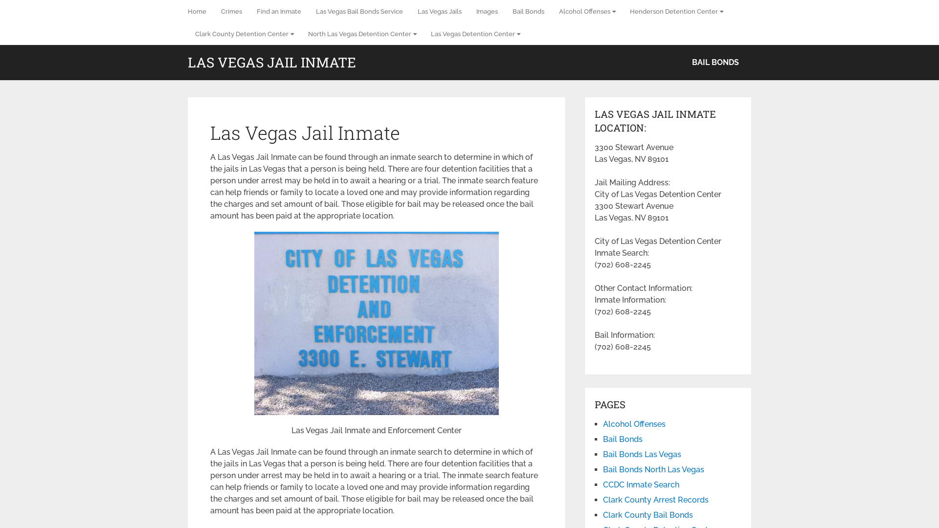 Las Vegas Jail Inmate Search - Las Vegas Detention Center