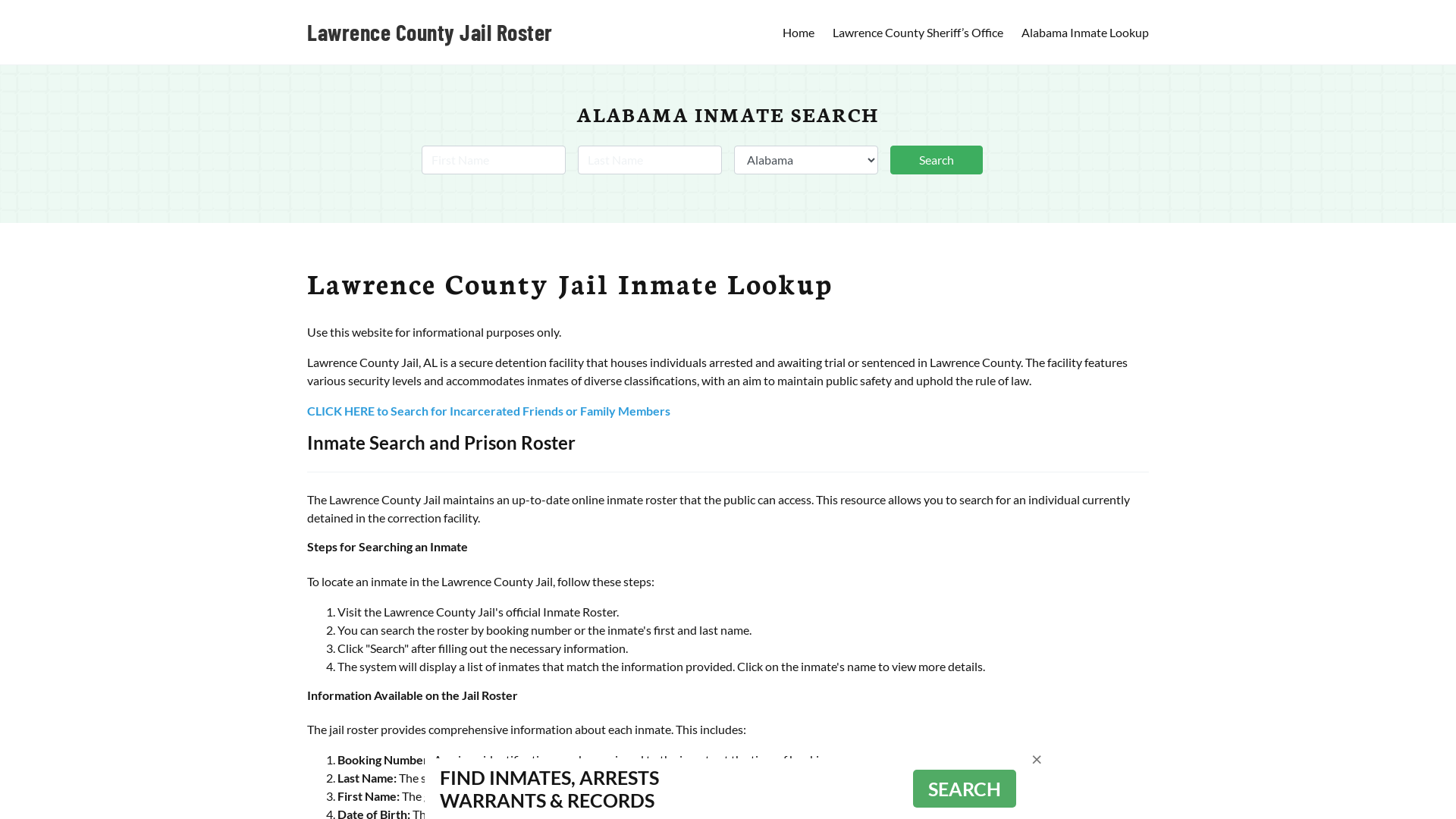 Lawrence County Jail Roster Lookup, AL, Inmate Search