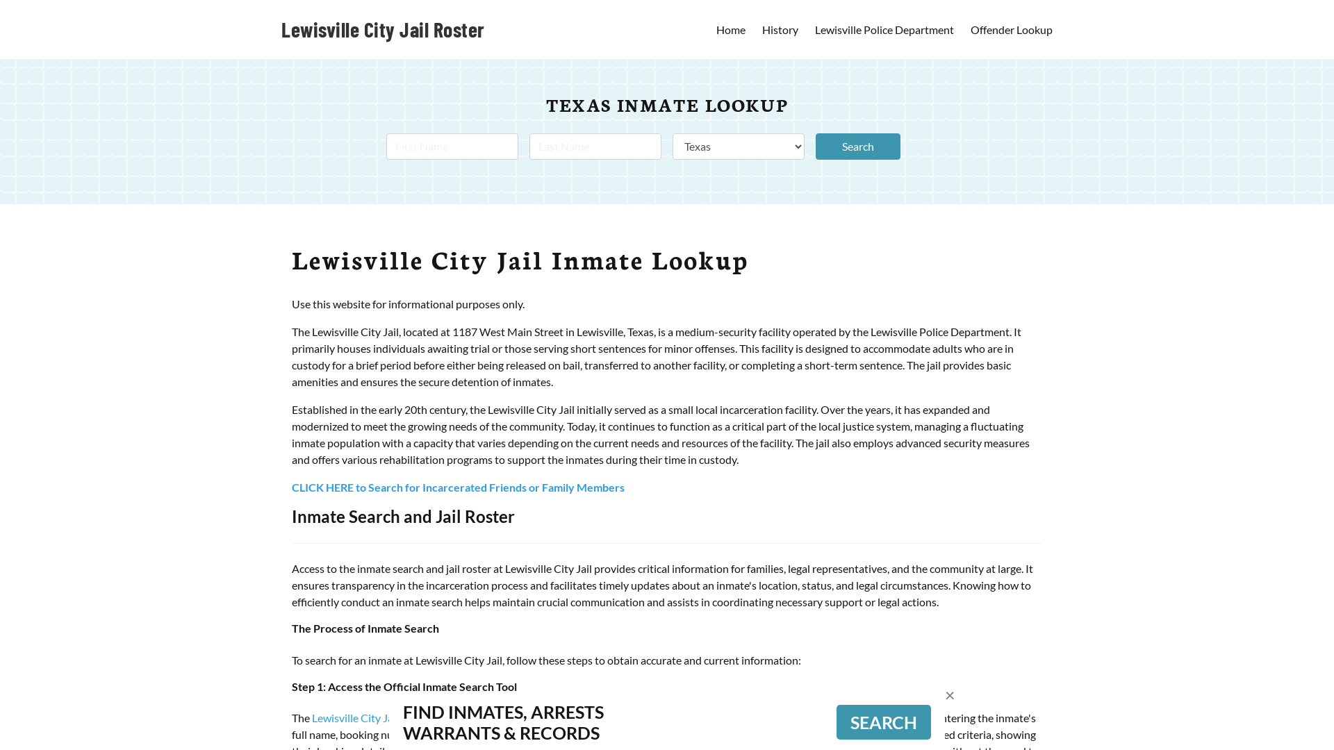 Lewisville City Jail, TX Inmate Search, Jail Roster, Bookings