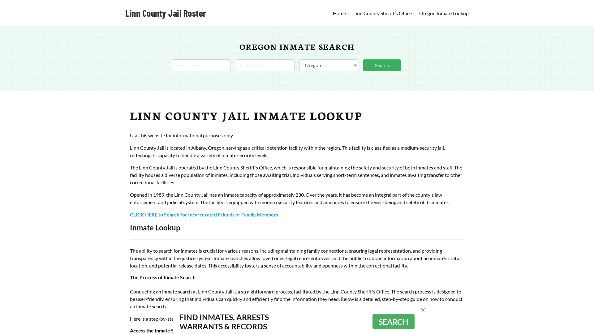 Linn County Jail Roster Lookup, OR, Inmate Search