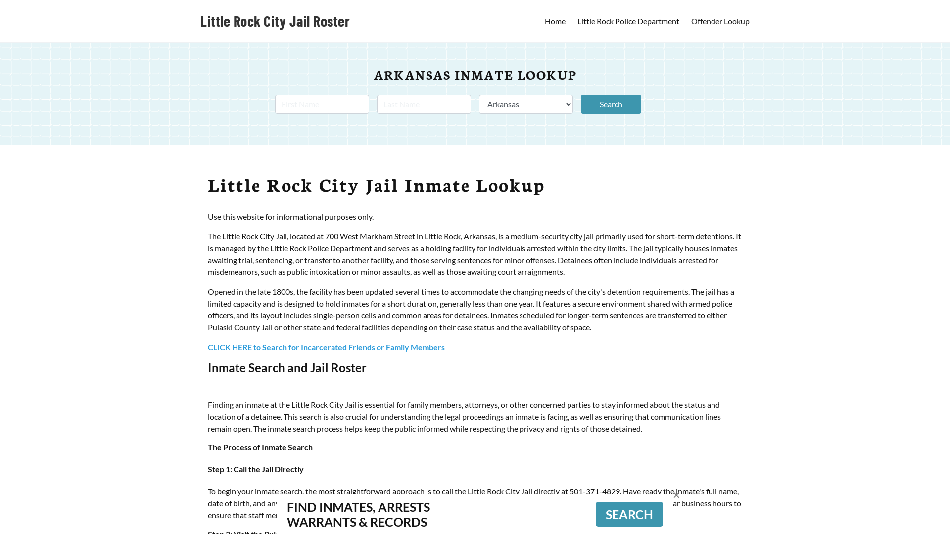 Little Rock City Jail, AR Inmate Search, Jail Roster, Bookings