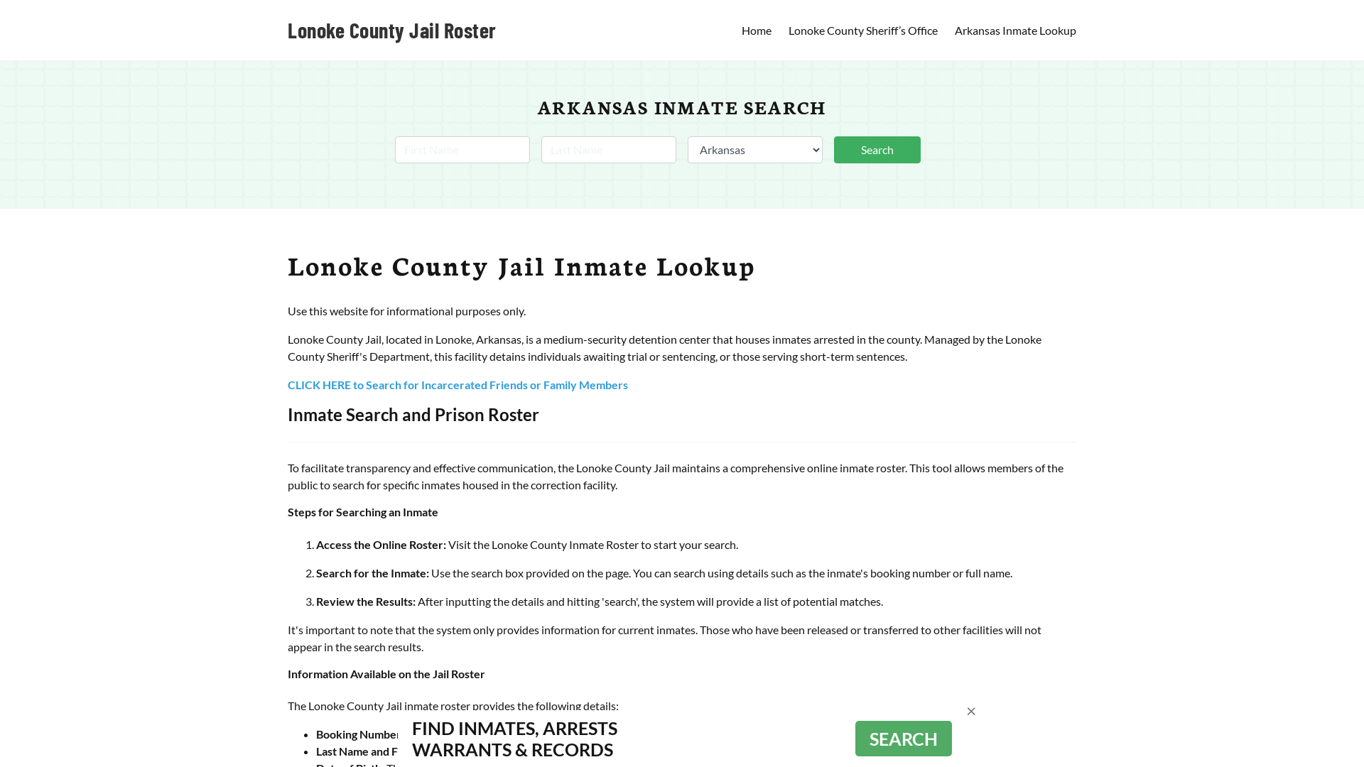 Lonoke County Jail Roster Lookup, AR, Inmate Search