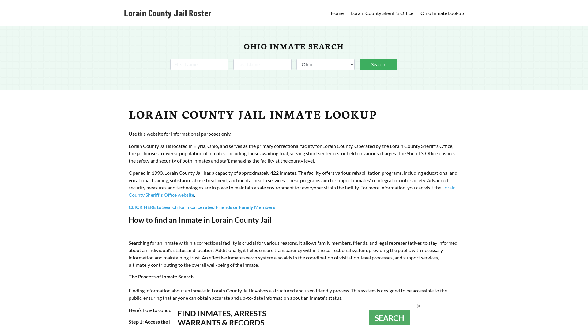 Lorain County Jail Roster Lookup, OH, Inmate Search