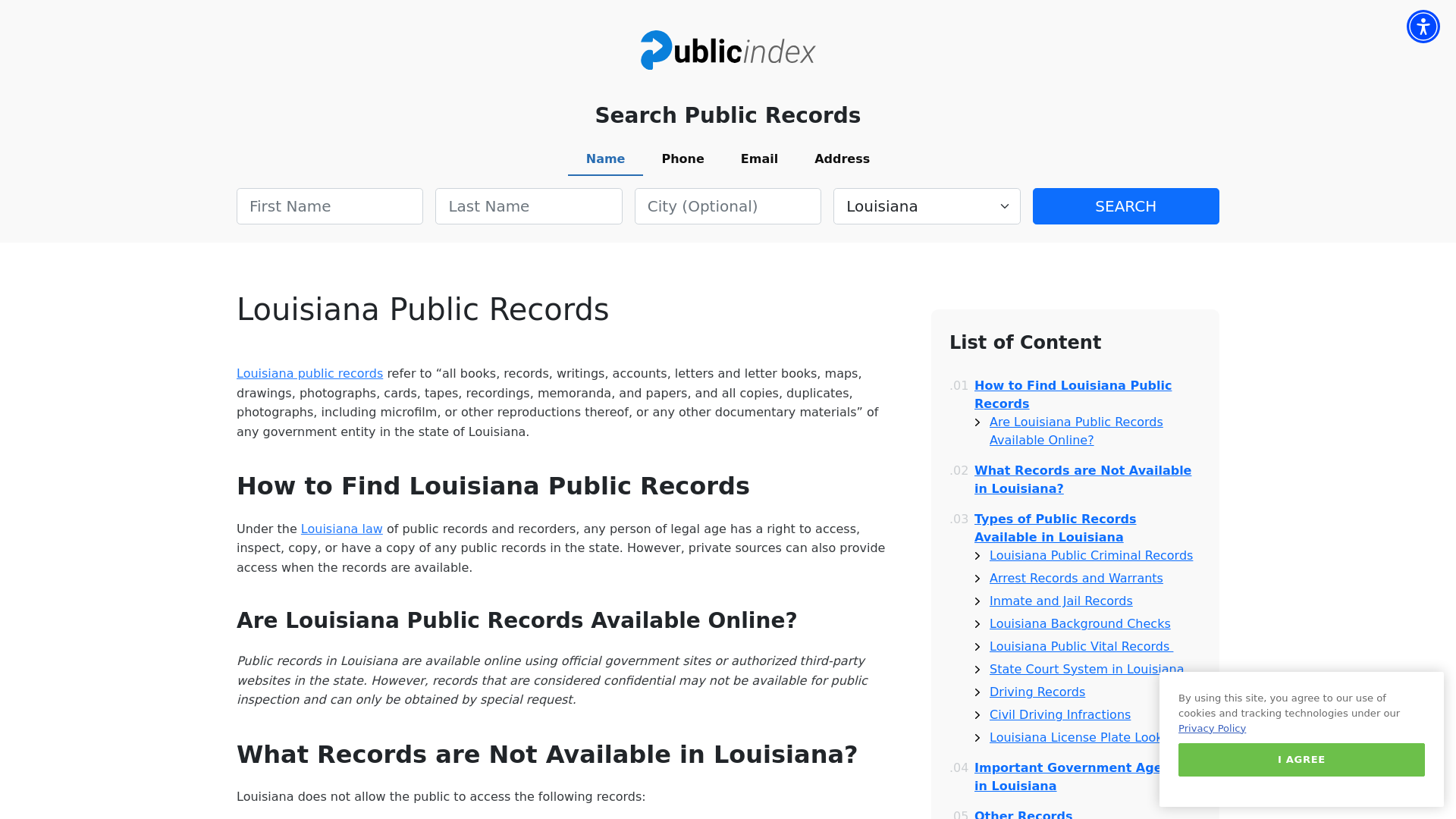 Louisiana Public Records Online - ThePublicIndex