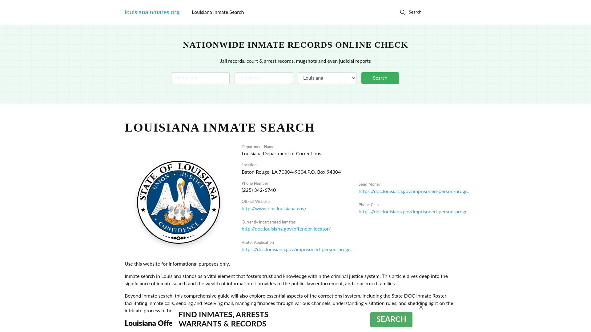 Louisiana Offender Lookup - LA DOC Inmates