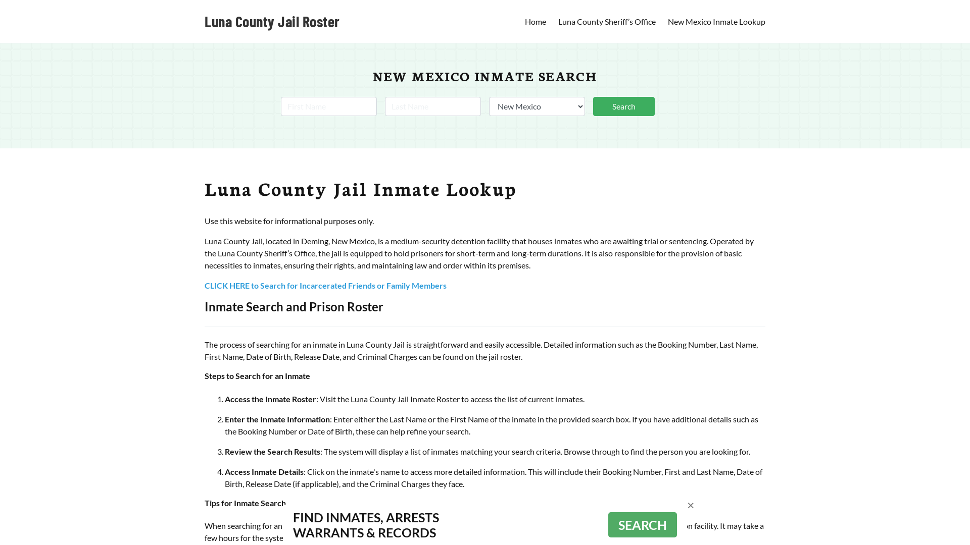 Luna County Jail Roster Lookup, NM, Inmate Search