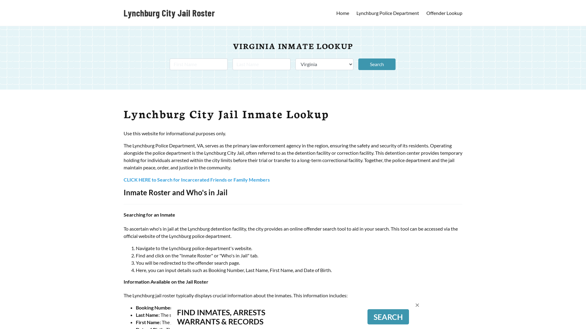 Lynchburg City Jail, VA Inmate Search, Jail Roster, Bookings