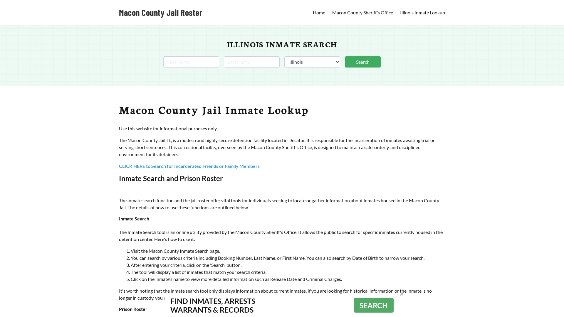 Macon County Jail Roster Lookup, IL, Inmate Search