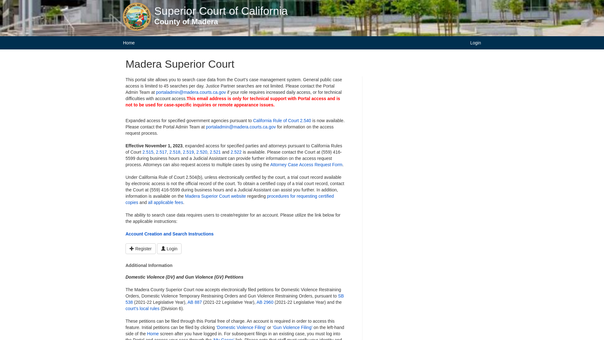 Madera Superior Court | Madera Superior Court Case Information Portal