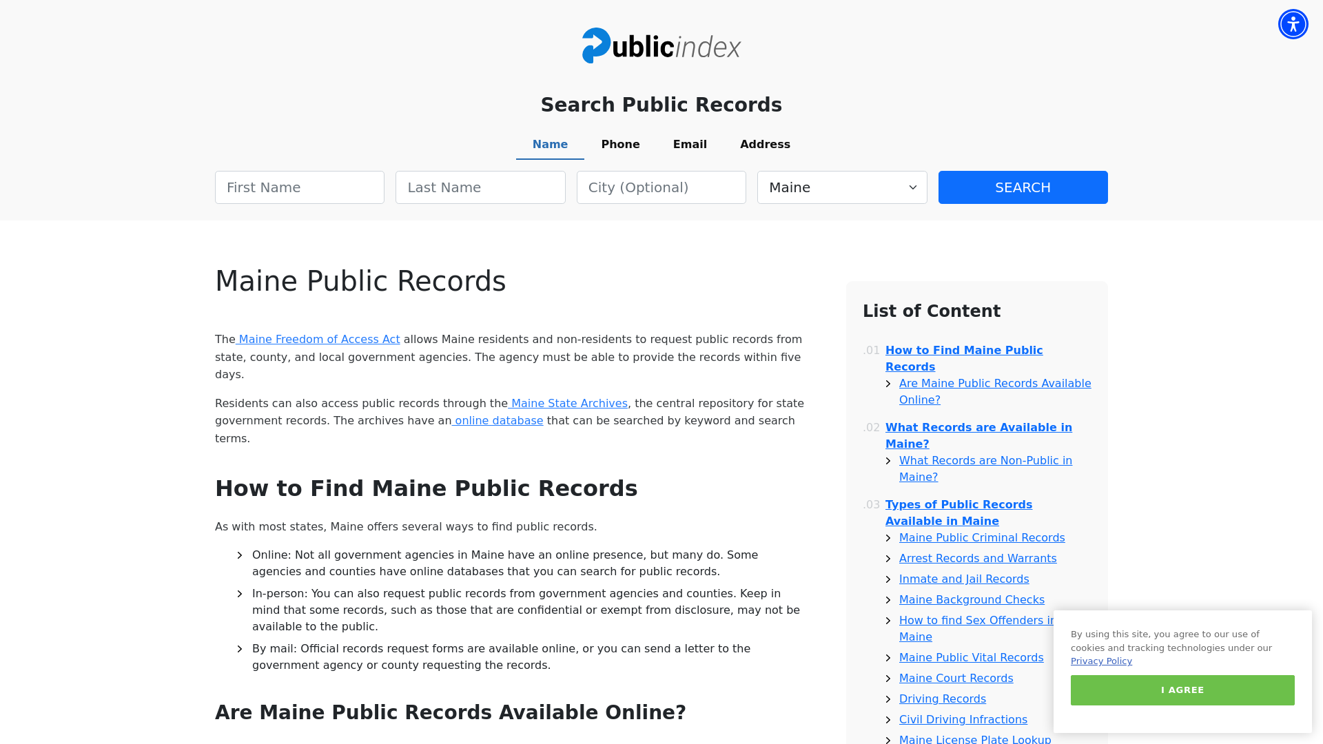 Maine Public Records Online - ThePublicIndex