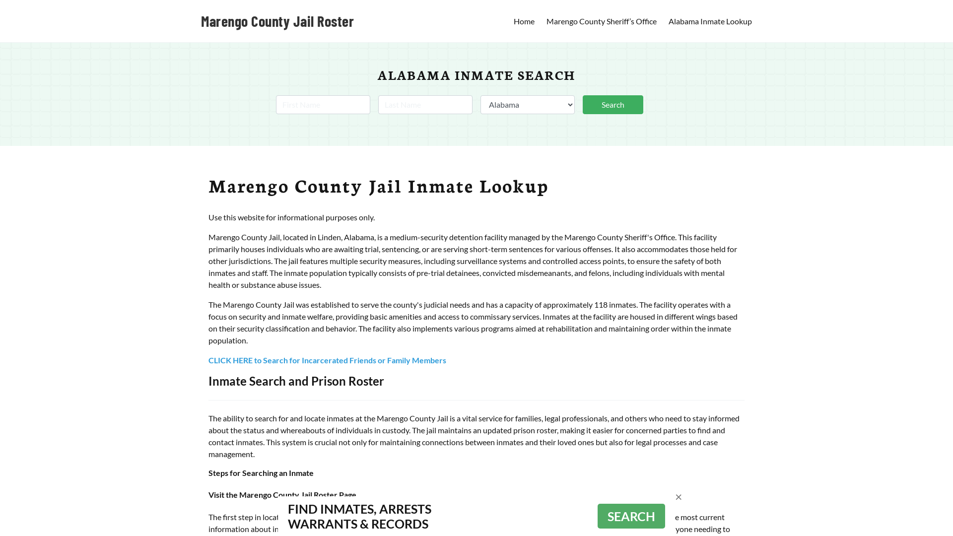 Marengo County Jail Roster Lookup, AL, Inmate Search