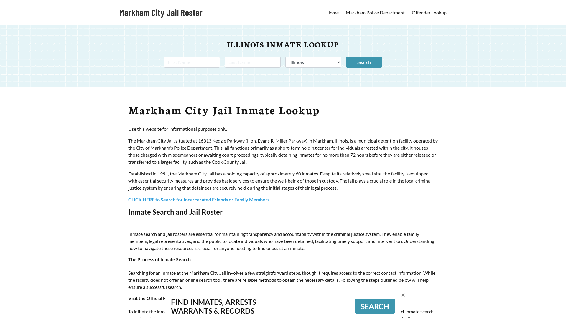 Markham City Jail, IL Inmate Search, Jail Roster, Bookings