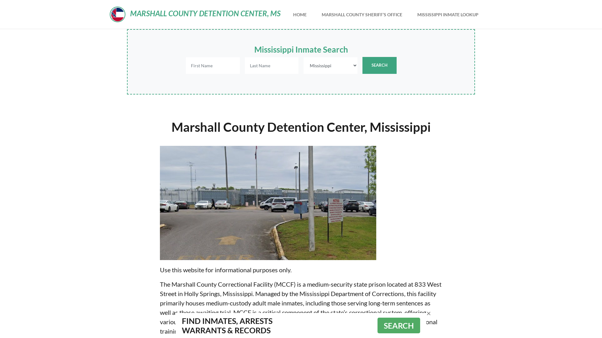 Marshall County Detention Center, MS Inmate Roster, Offender Search