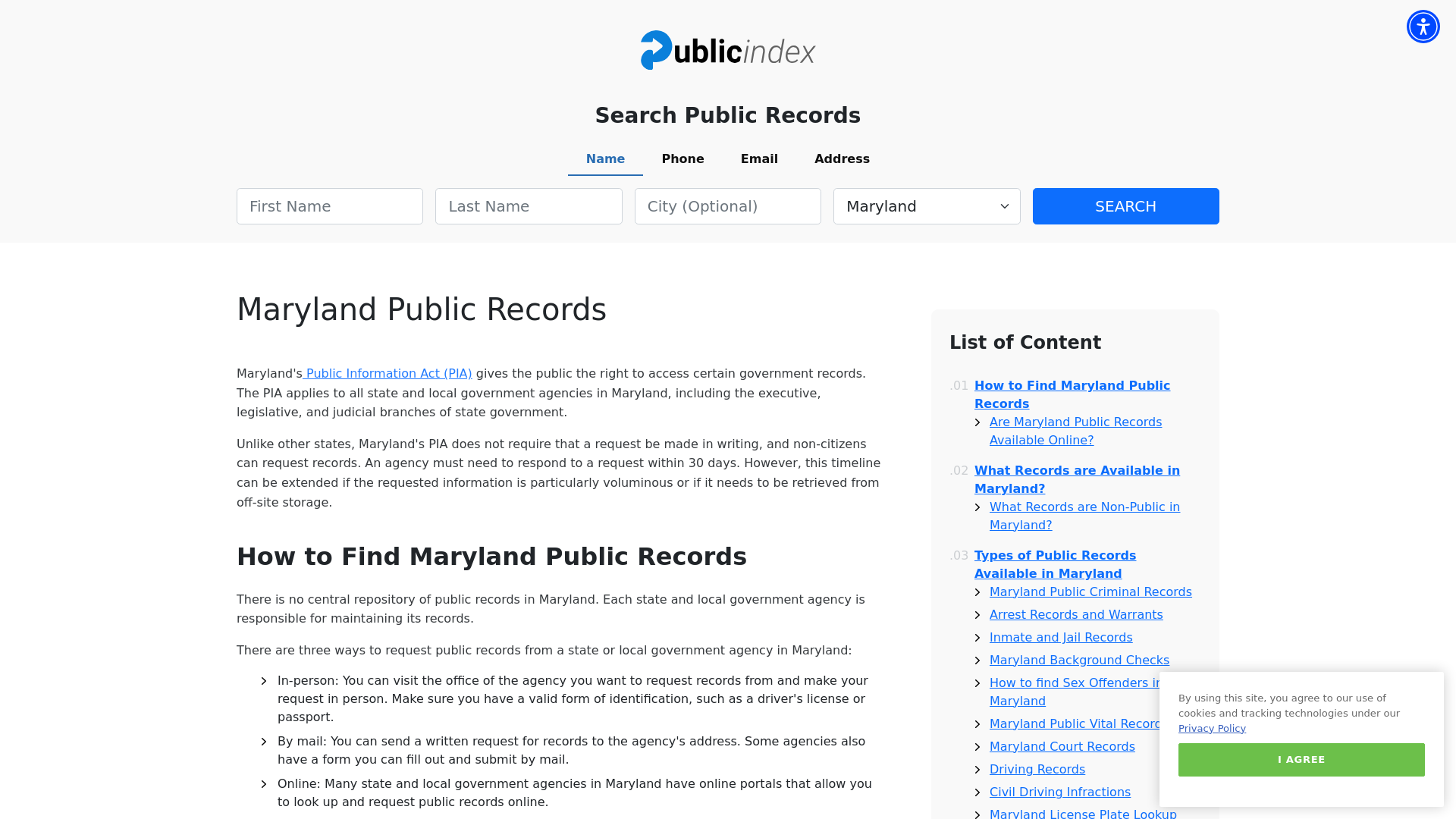 Maryland Public Records Online - ThePublicIndex