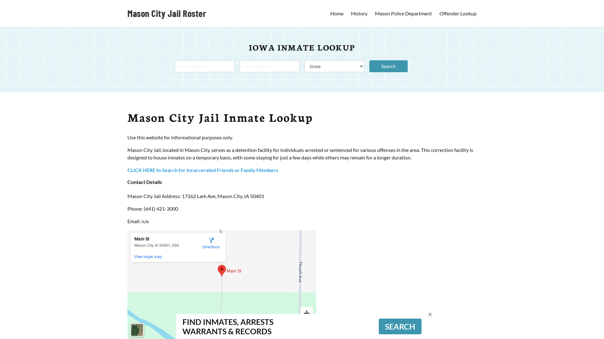 Mason City Jail, IA Inmate Search, Jail Roster, Bookings