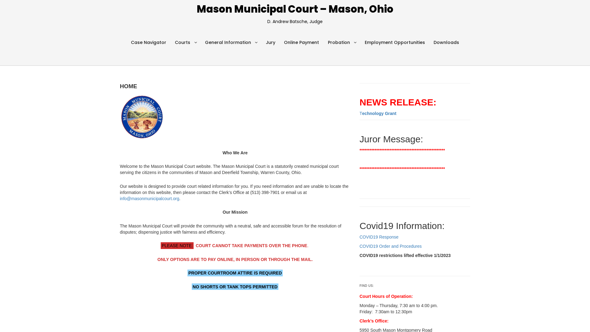 Mason Municipal Court – Mason, Ohio – D. Andrew Batsche, Judge