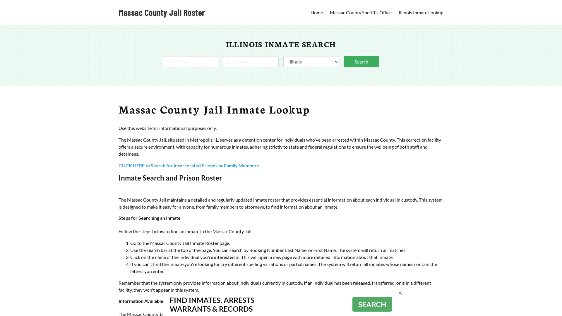 Massac County Jail Roster Lookup, IL, Inmate Search