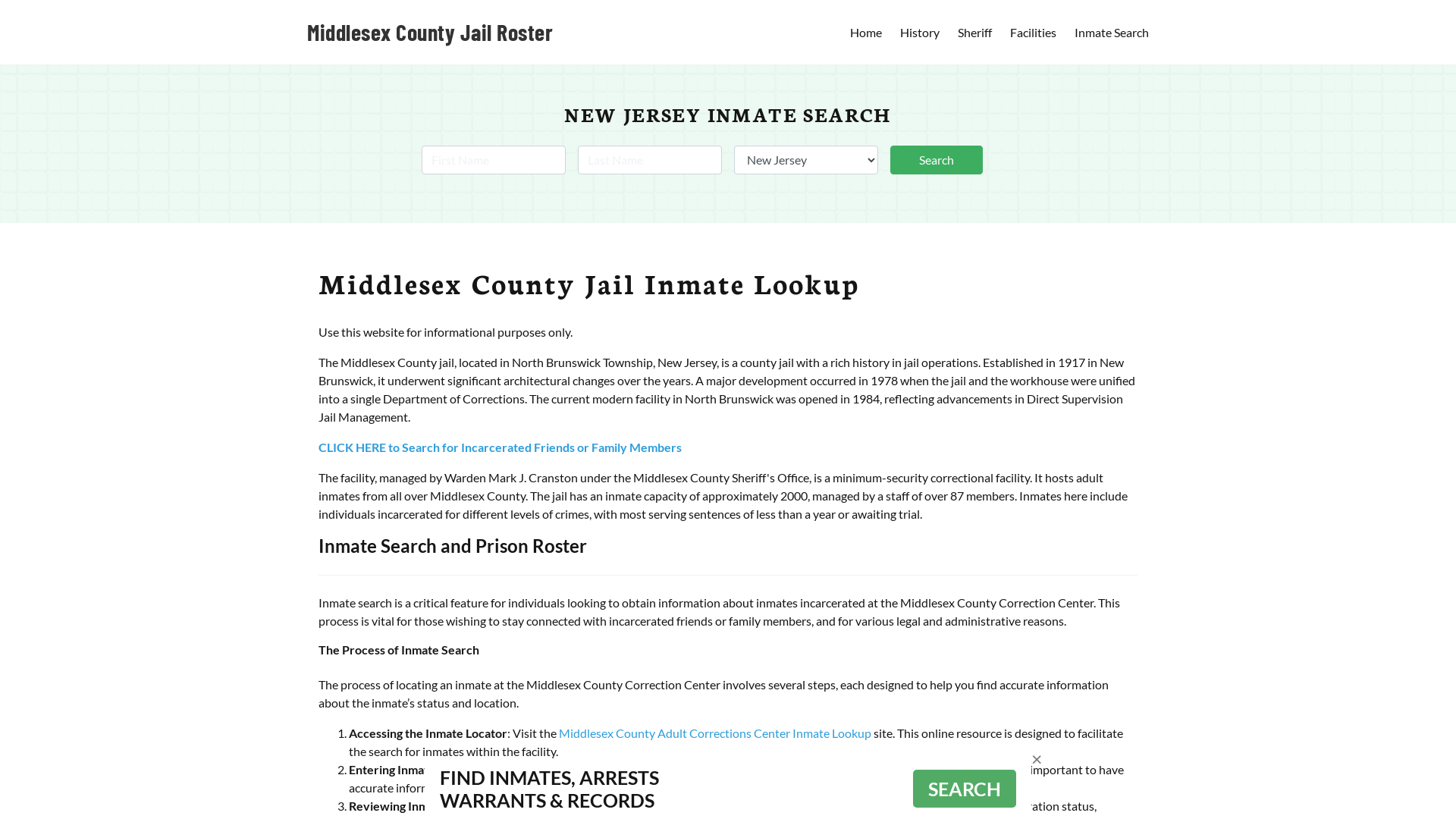 Middlesex County Jail Roster Lookup, NJ, Inmate Search