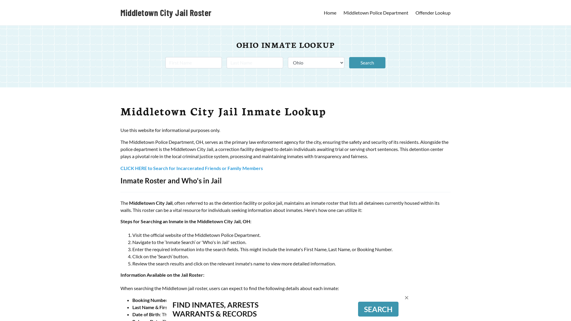 Middletown City Jail, OH Inmate Search, Jail Roster, Bookings