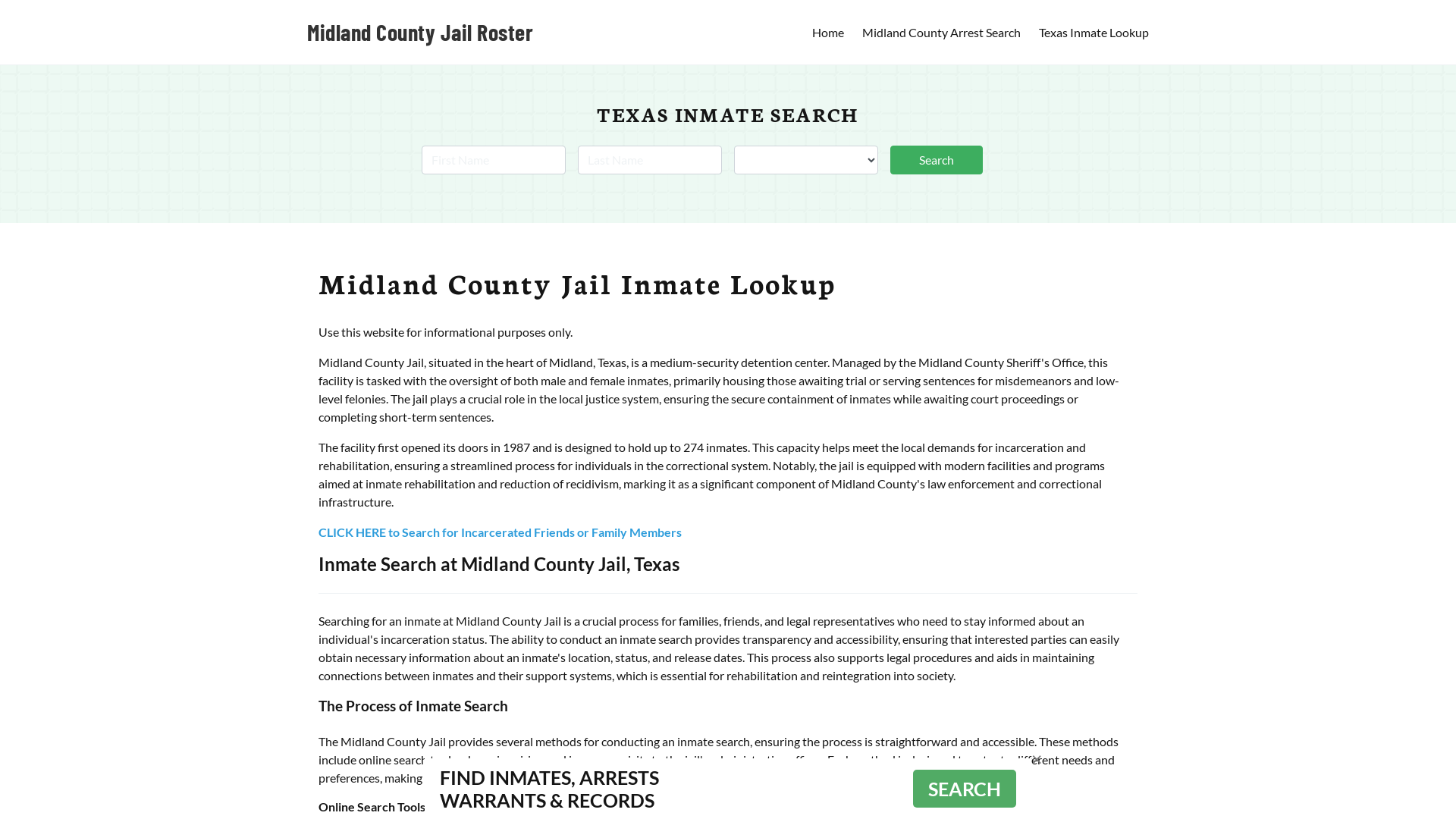 Midland County Jail Roster Lookup, TS, Inmate Search